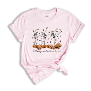 Fall Beeze And Autumn Leaves Shirt, Skeleton Autumn Shirt, Skeleton Shirt, Fall Vibes Shirt, Thankful Shirt, Pumpkin Spice Shirt