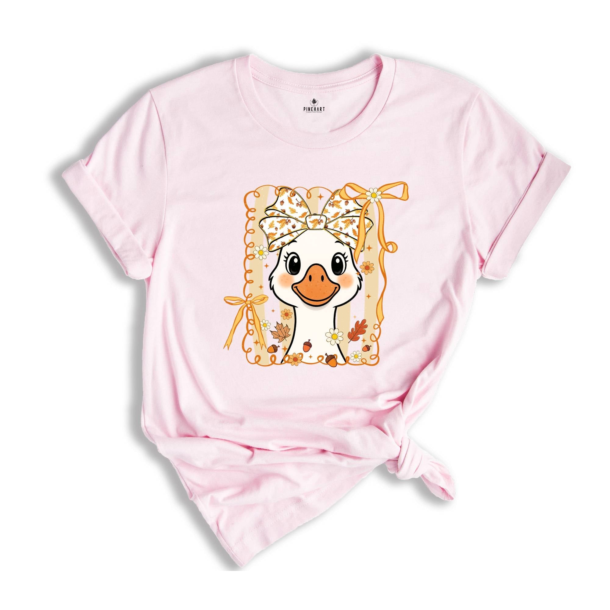 Fall Goose Autumn Cozy Silly Goose Shirt, Thanksgiving Duck Lover Gift, Fall Goose Shirt, Goose Autumn Coquette Bow Tee