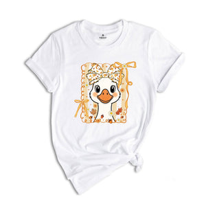 Fall Goose Autumn Cozy Silly Goose Shirt, Thanksgiving Duck Lover Gift, Fall Goose Shirt, Goose Autumn Coquette Bow Tee