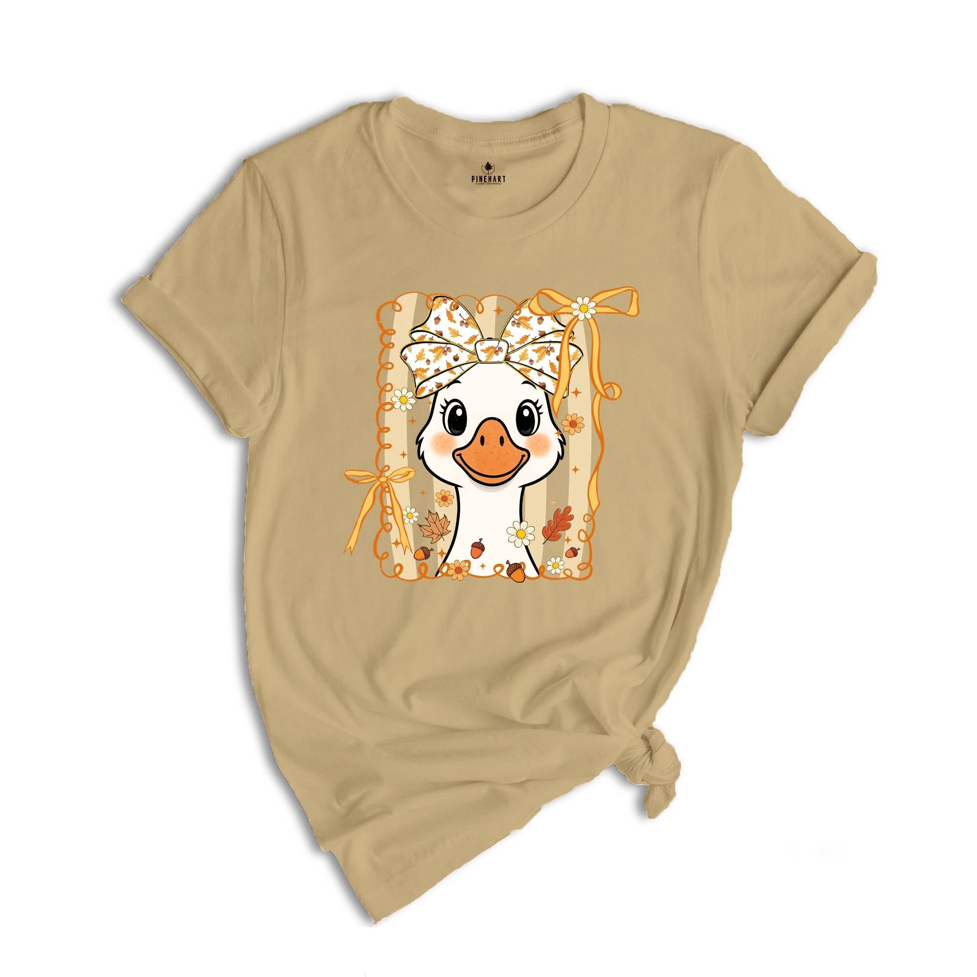 Fall Goose Autumn Cozy Silly Goose Shirt, Thanksgiving Duck Lover Gift, Fall Goose Shirt, Goose Autumn Coquette Bow Tee