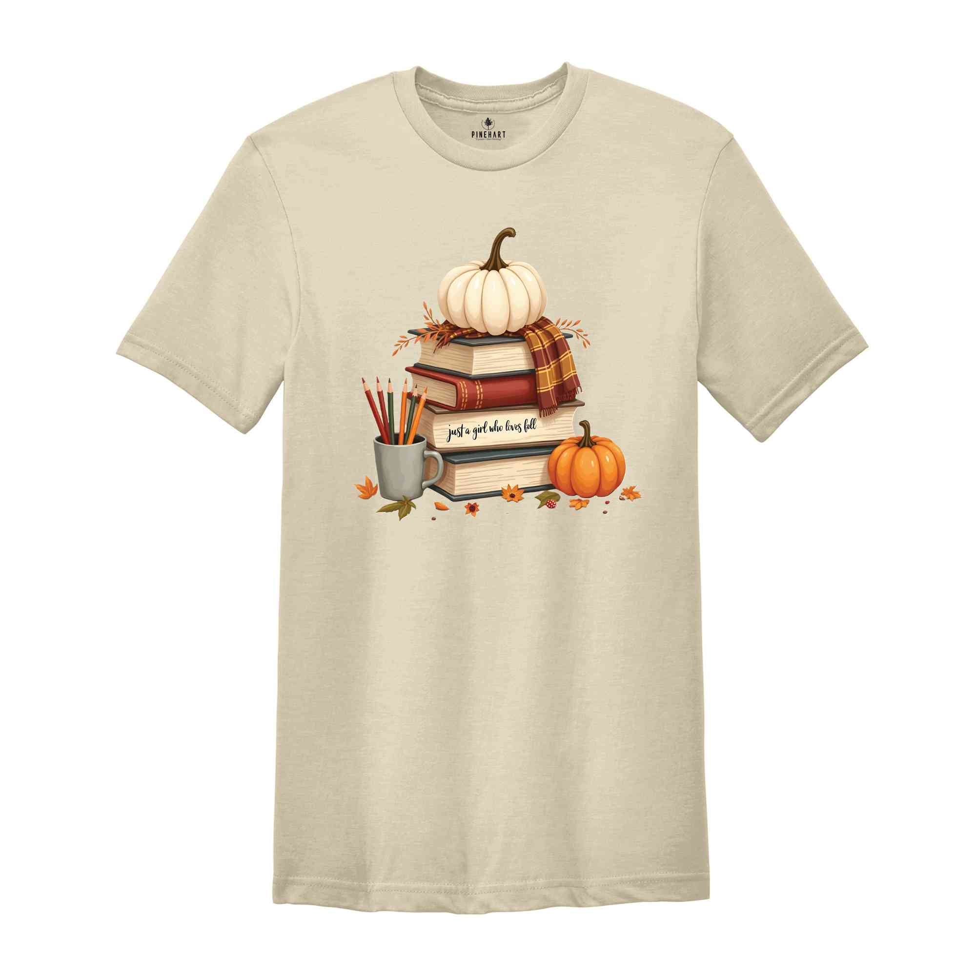 Fall Pumpkin Shirt, Thanksgiving T-Shirt, Book Lover Shirt, Autumn Tee, Pumpkin Lover Shirt, Bookish Tee, Fall Women's Tee