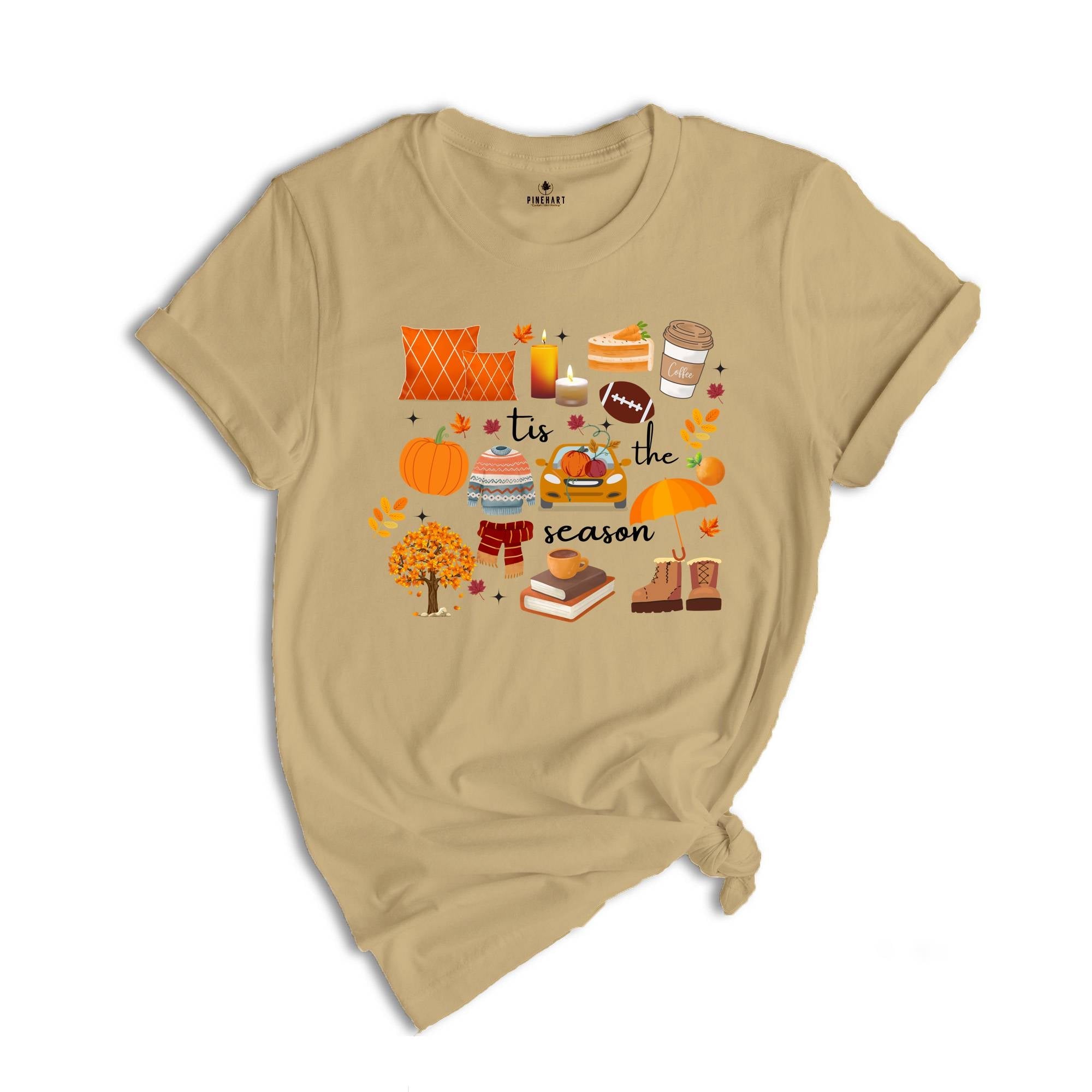 Fall Shirt, Tis the Season Shirt, Fall Football Shirt, Women's Fall Shirt, Pumpkin Season, Fall Harvest Shirt, Autumn Doodle Tee