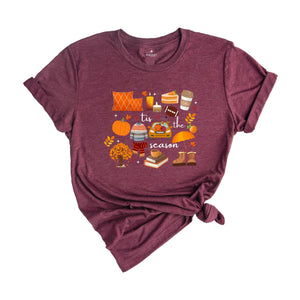 Fall Shirt, Tis the Season Shirt, Fall Football Shirt, Women's Fall Shirt, Pumpkin Season, Fall Harvest Shirt, Autumn Doodle Tee