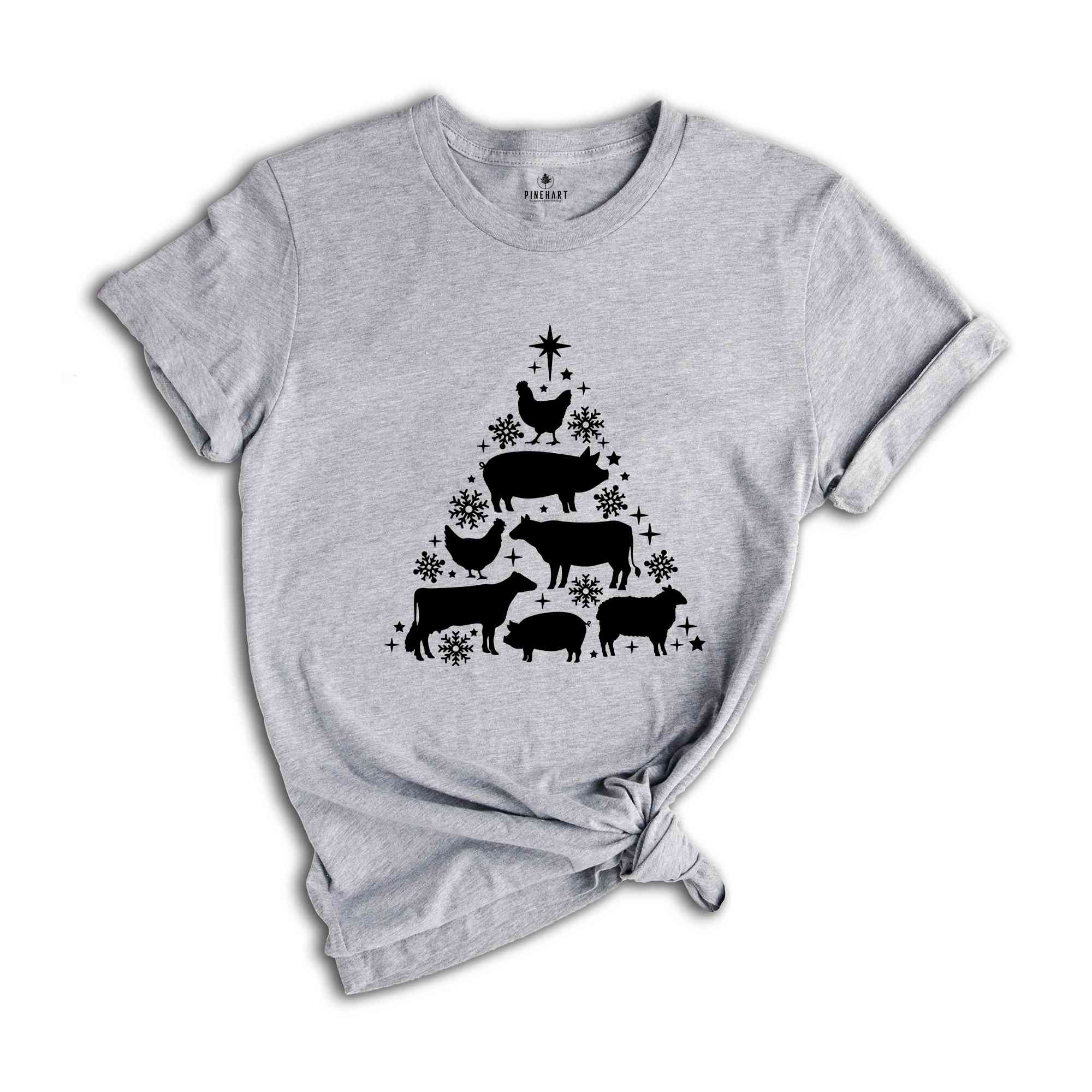 Farm Animals Christmas Shirt, Christmas Animals Tree, Christmas Cow T-shirt, Christmas Farmer Cow, Animal Lover Shirt