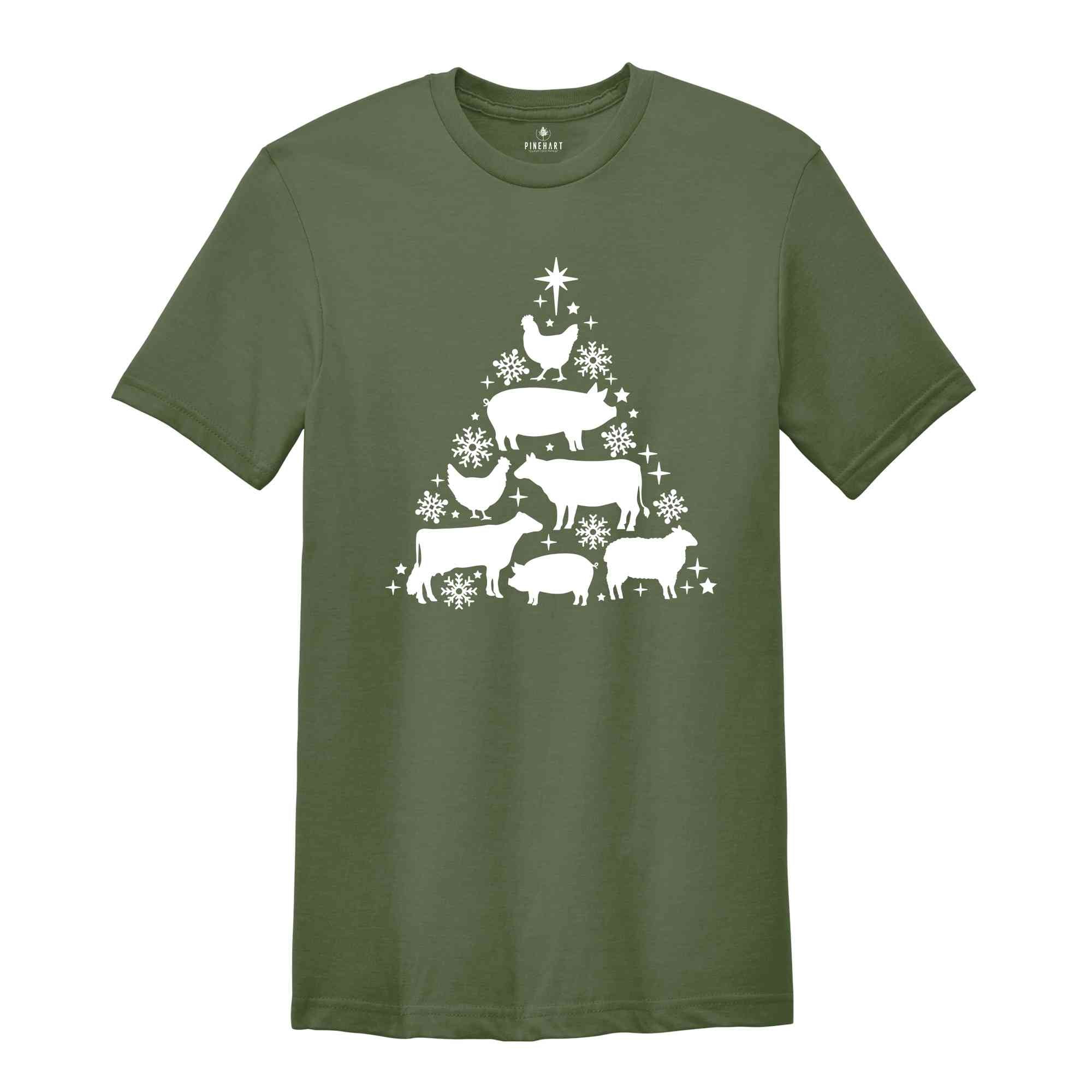 Farm Animals Christmas Shirt, Christmas Animals Tree, Christmas Cow T-shirt, Christmas Farmer Cow, Animal Lover Shirt