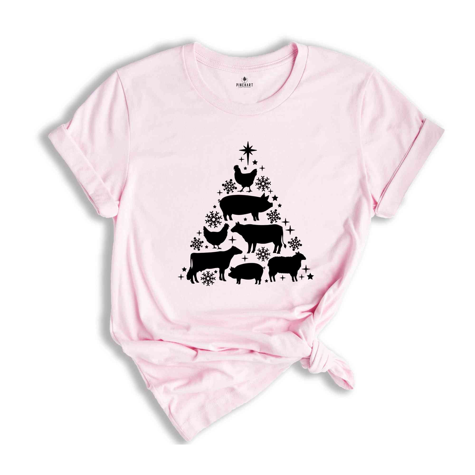 Farm Animals Christmas Shirt, Christmas Animals Tree, Christmas Cow T-shirt, Christmas Farmer Cow, Animal Lover Shirt