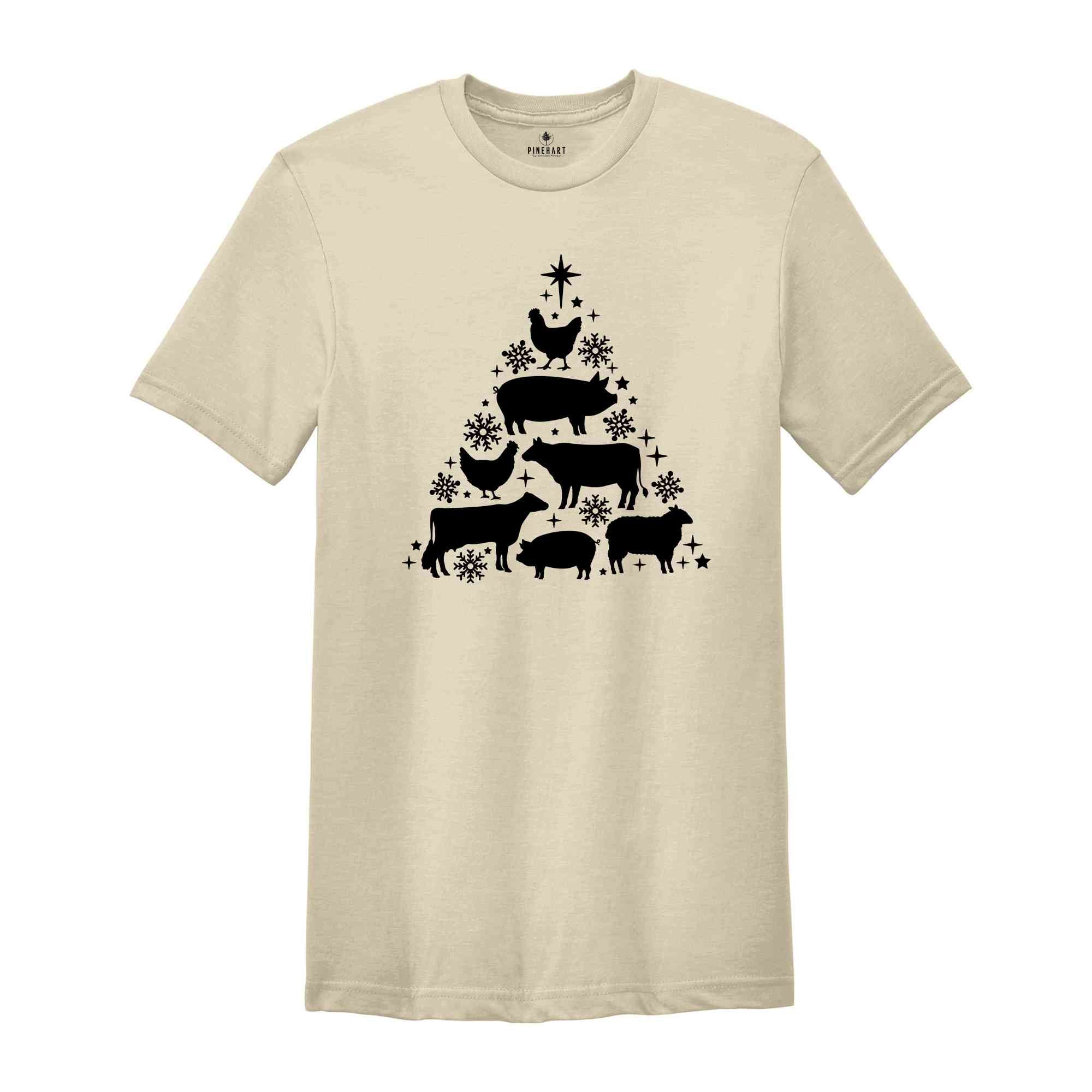 Farm Animals Christmas Shirt, Christmas Animals Tree, Christmas Cow T-shirt, Christmas Farmer Cow, Animal Lover Shirt