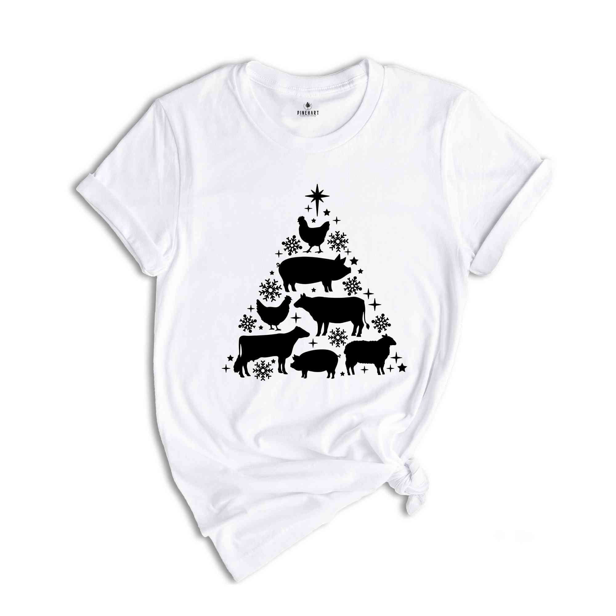 Farm Animals Christmas Shirt, Christmas Animals Tree, Christmas Cow T-shirt, Christmas Farmer Cow, Animal Lover Shirt