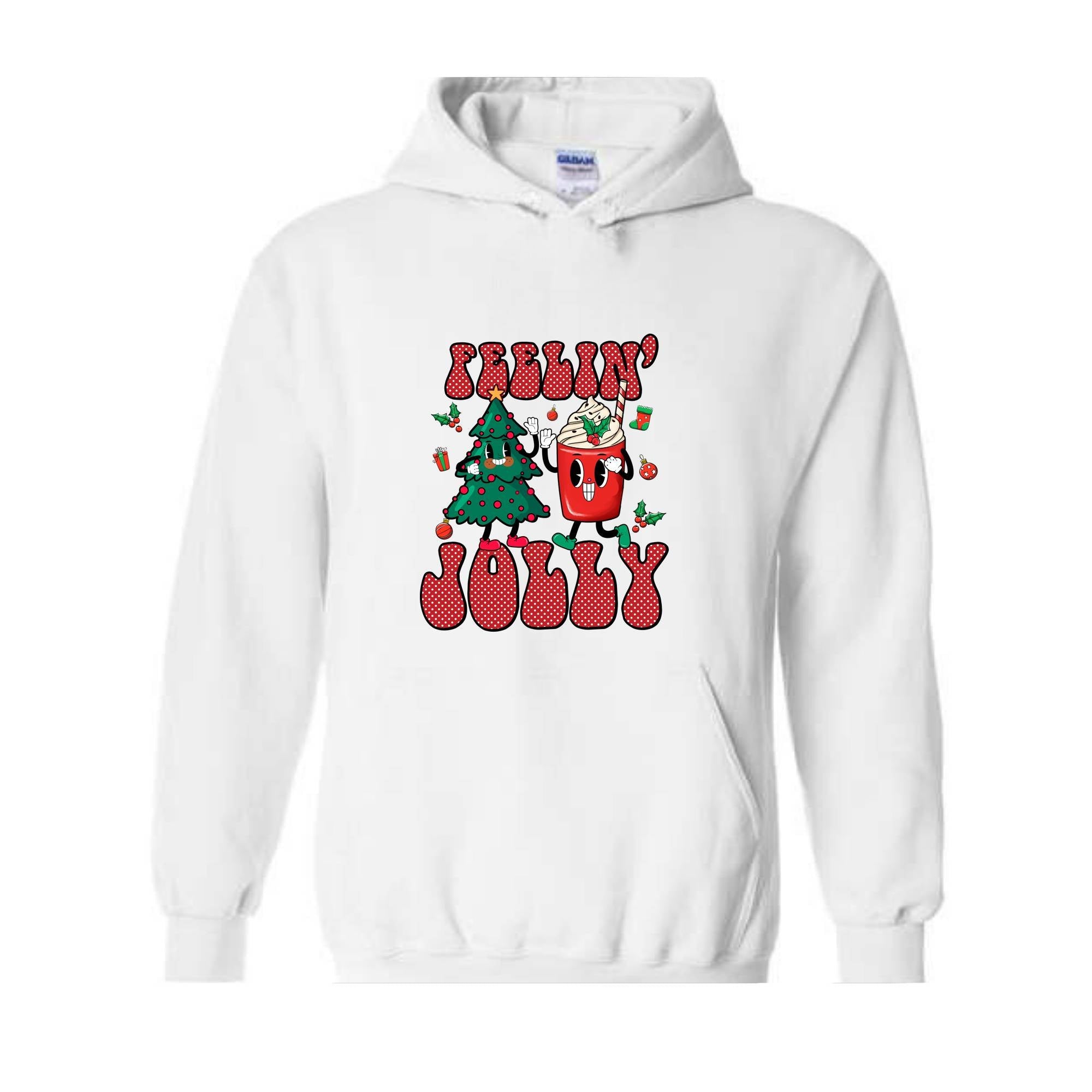 Feelin' Jolly Hoodie, Cute Christmas Hoodie, Christmas Party Outfit, Christmas Crewneck Hoodie, Holiday Hoodie, Christmas Gift