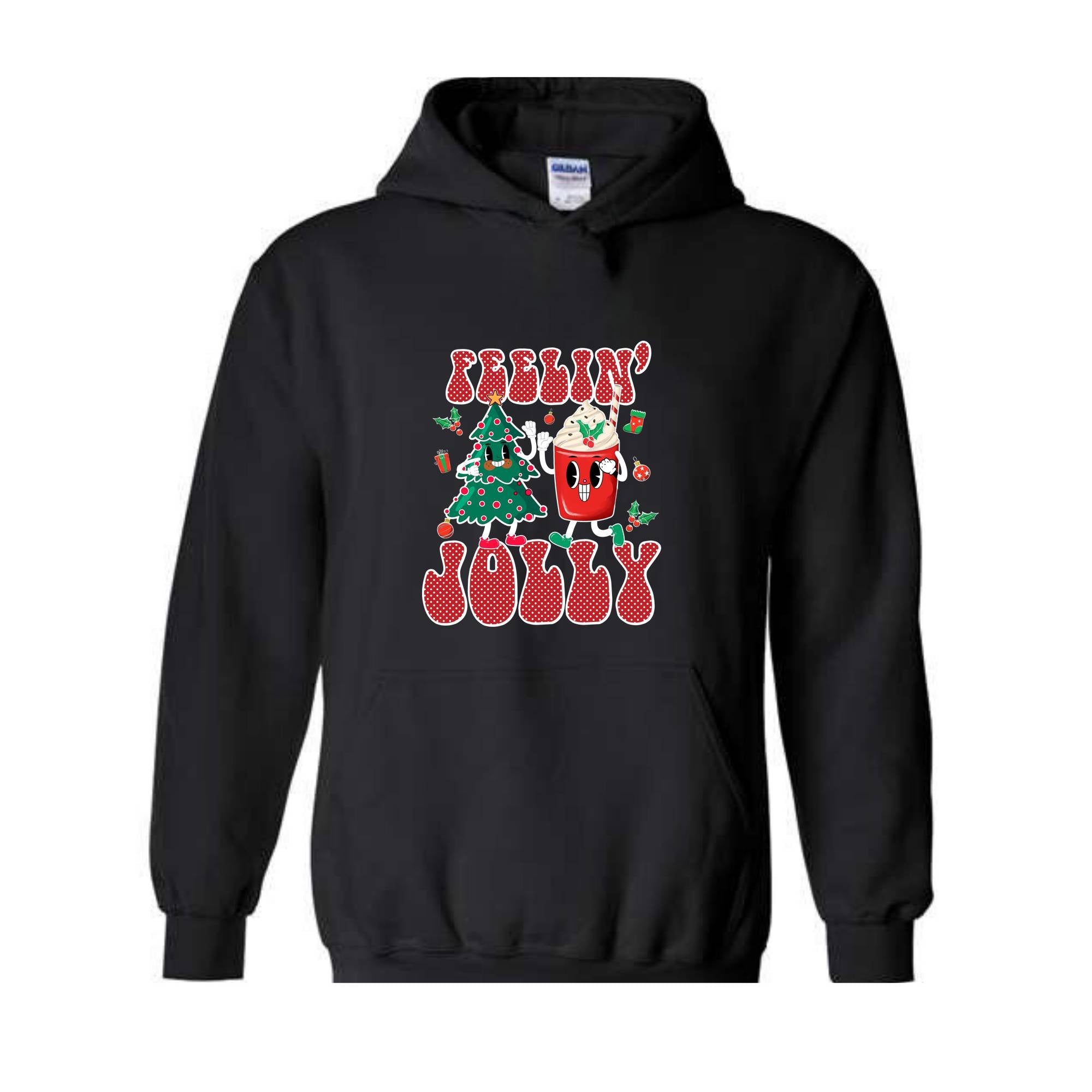 Feelin' Jolly Hoodie, Cute Christmas Hoodie, Christmas Party Outfit, Christmas Crewneck Hoodie, Holiday Hoodie, Christmas Gift