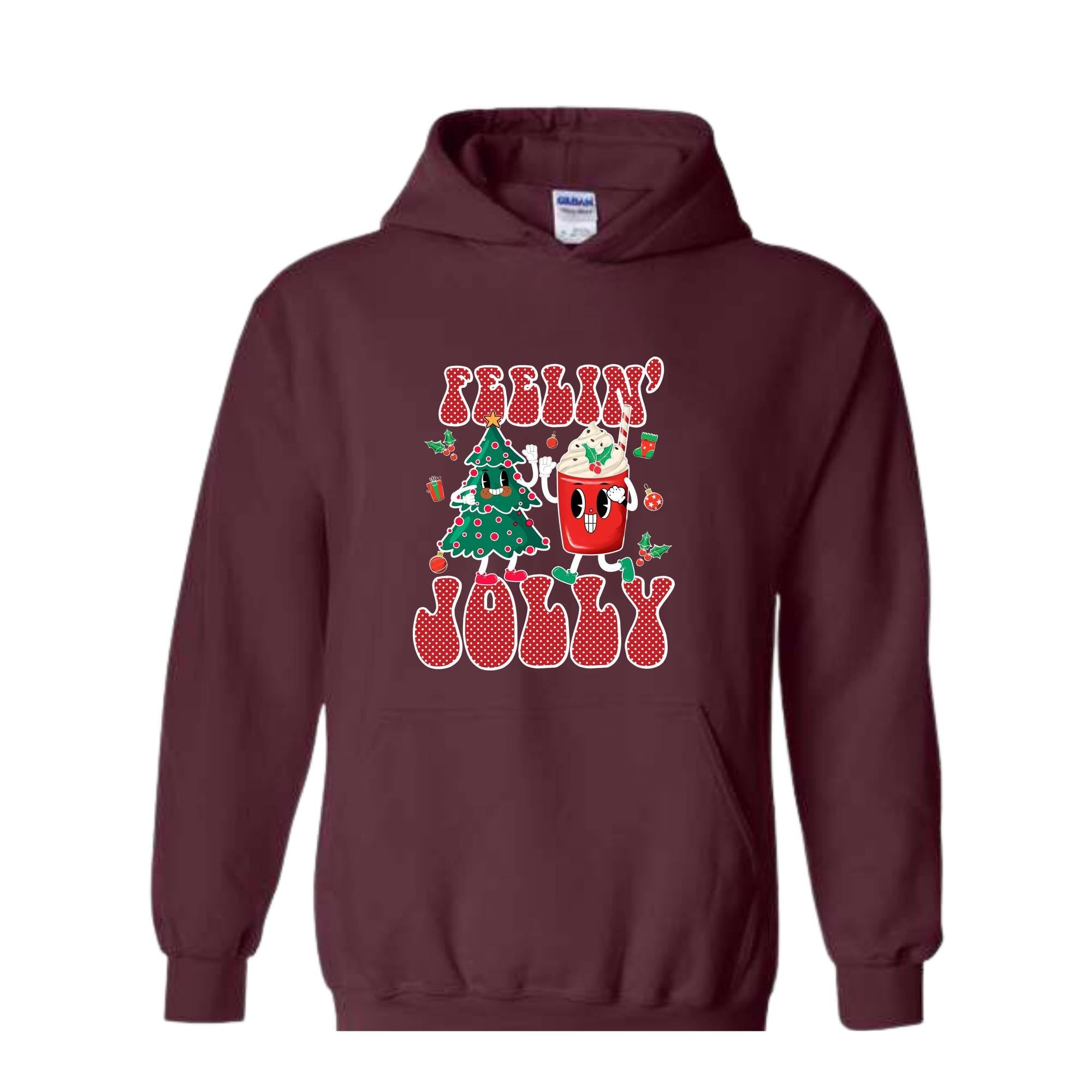 Feelin' Jolly Hoodie, Cute Christmas Hoodie, Christmas Party Outfit, Christmas Crewneck Hoodie, Holiday Hoodie, Christmas Gift