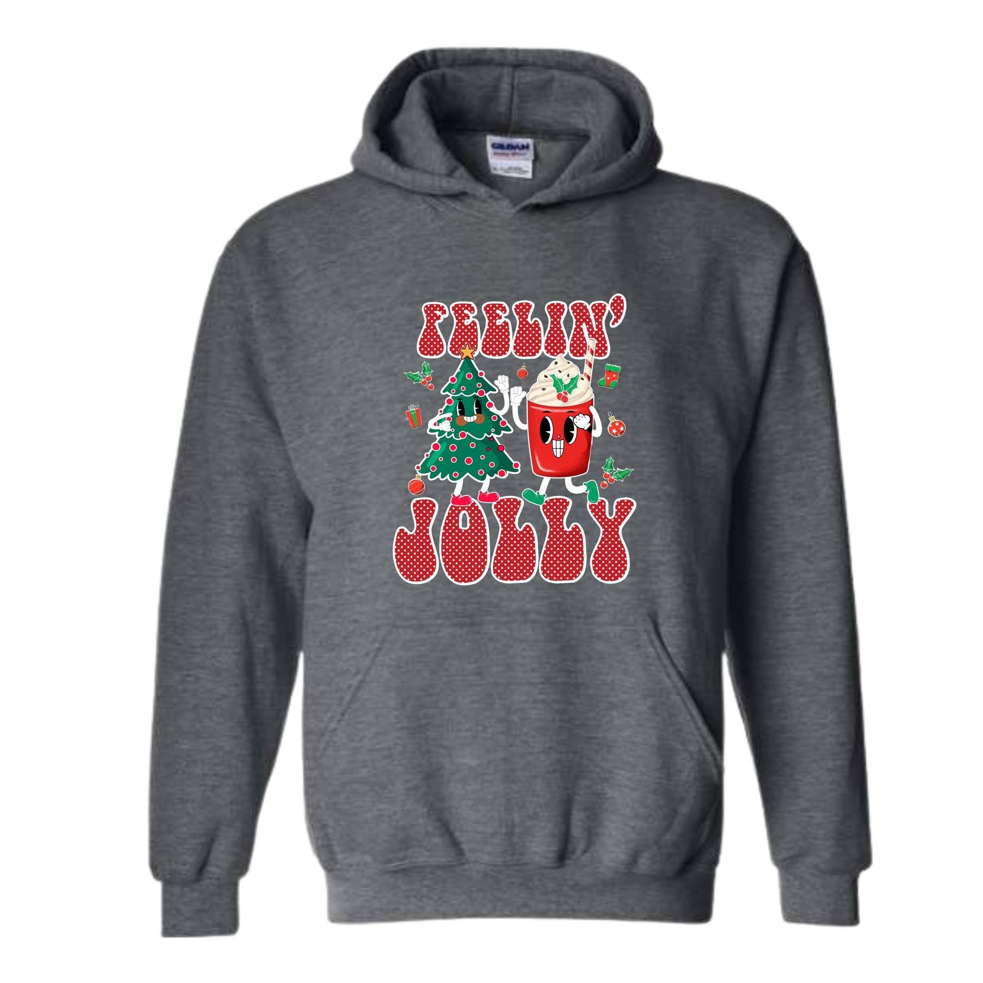 Feelin' Jolly Hoodie, Cute Christmas Hoodie, Christmas Party Outfit, Christmas Crewneck Hoodie, Holiday Hoodie, Christmas Gift