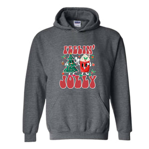 Feelin' Jolly Hoodie, Cute Christmas Hoodie, Christmas Party Outfit, Christmas Crewneck Hoodie, Holiday Hoodie, Christmas Gift