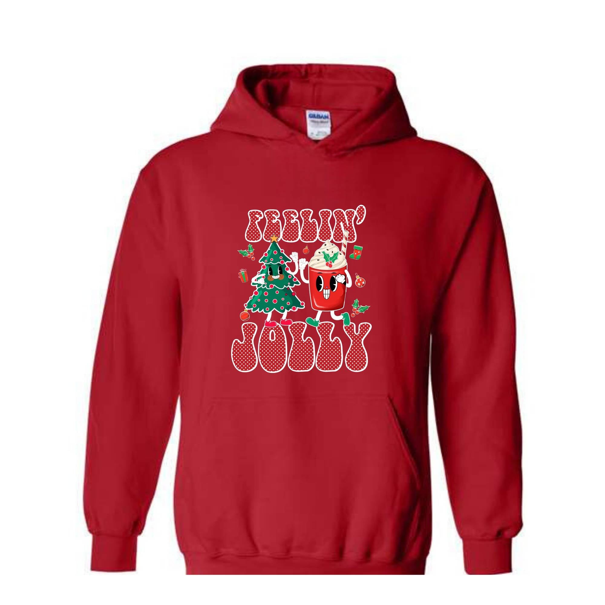 Feelin' Jolly Hoodie, Cute Christmas Hoodie, Christmas Party Outfit, Christmas Crewneck Hoodie, Holiday Hoodie, Christmas Gift