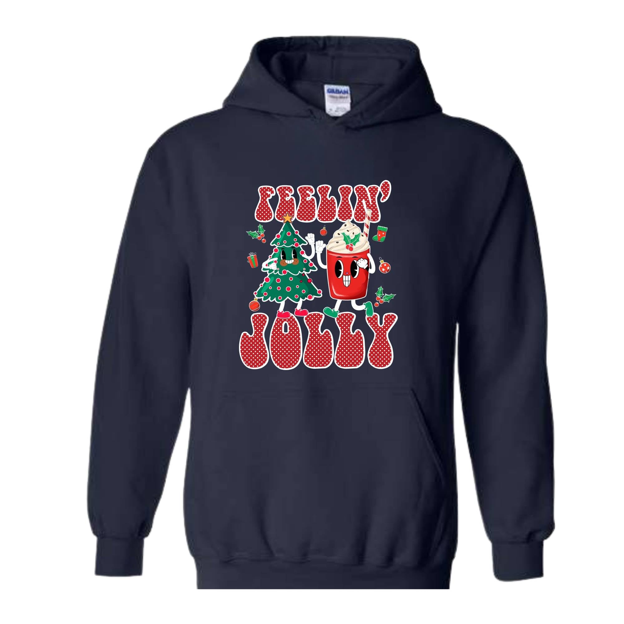 Feelin' Jolly Hoodie, Cute Christmas Hoodie, Christmas Party Outfit, Christmas Crewneck Hoodie, Holiday Hoodie, Christmas Gift