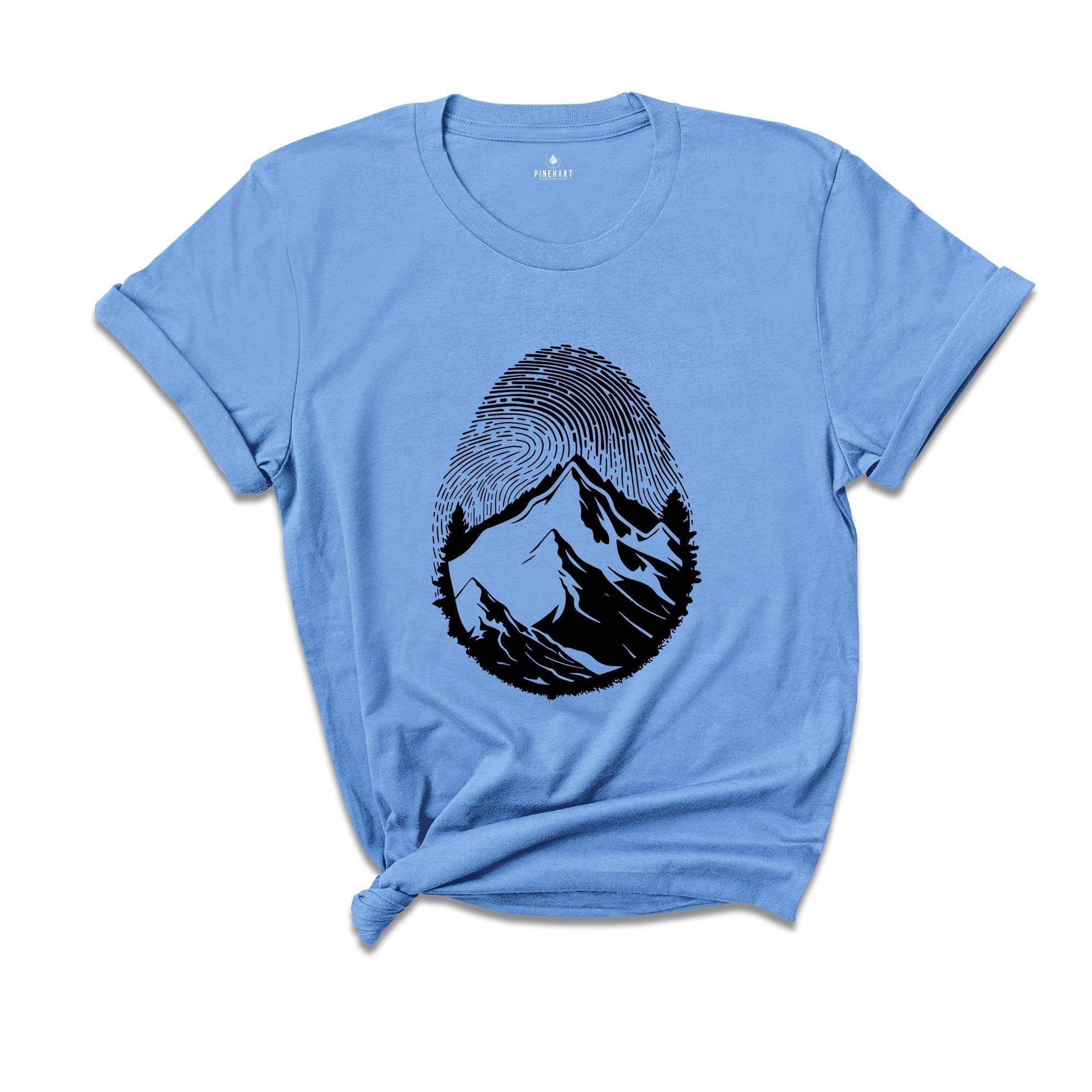 Fingerprint Mountain Shirt, Cute Camper Shirt, Nature Lover Shirt, Adventurer Shirt, Wanderlust Shirt, Fingerprint Design Shirt
