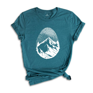 Fingerprint Mountain Shirt, Cute Camper Shirt, Nature Lover Shirt, Adventurer Shirt, Wanderlust Shirt, Fingerprint Design Shirt