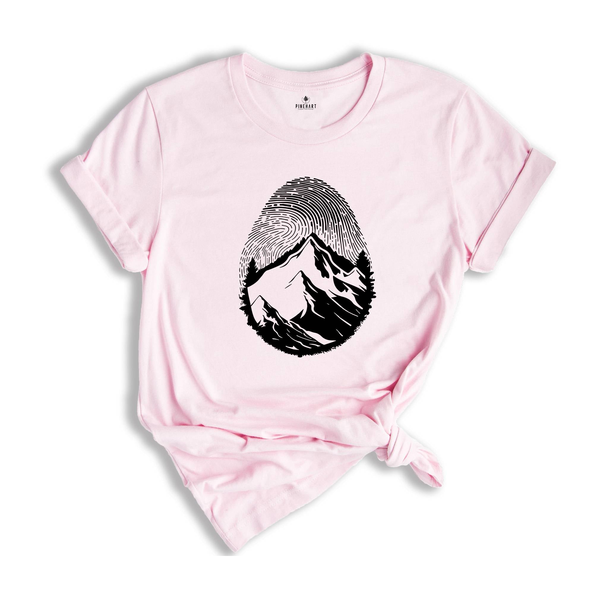 Fingerprint Mountain Shirt, Cute Camper Shirt, Nature Lover Shirt, Adventurer Shirt, Wanderlust Shirt, Fingerprint Design Shirt