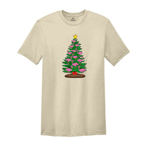 Flamingo Tree Christmas T-Shirt, Christmas Tree Tee, Christmas Family Tee, Funny Christmas Shirt, Christmas Gift, Cute Animal Tee