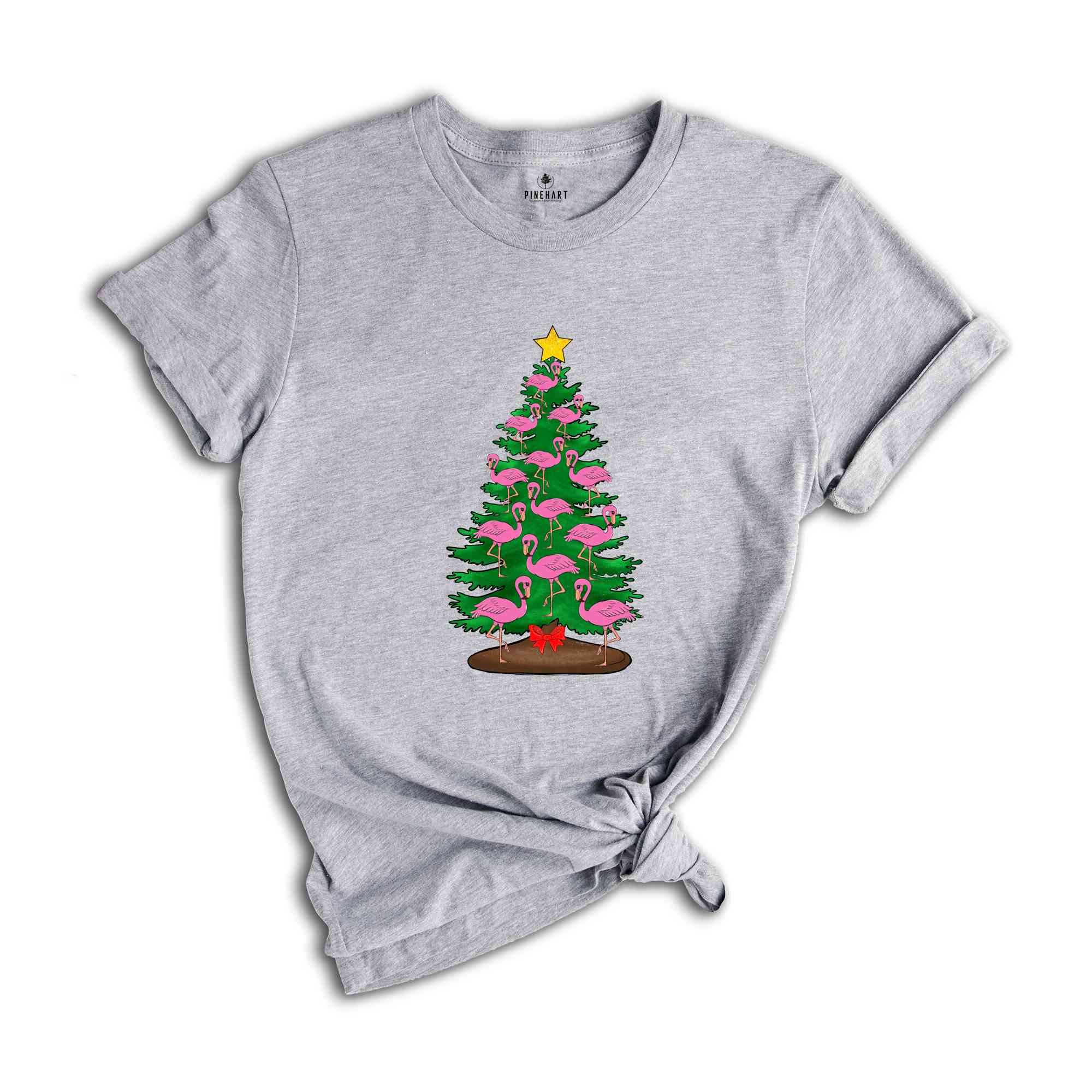 Flamingo Tree Christmas T-Shirt, Christmas Tree Tee, Christmas Family Tee, Funny Christmas Shirt, Christmas Gift, Cute Animal Tee