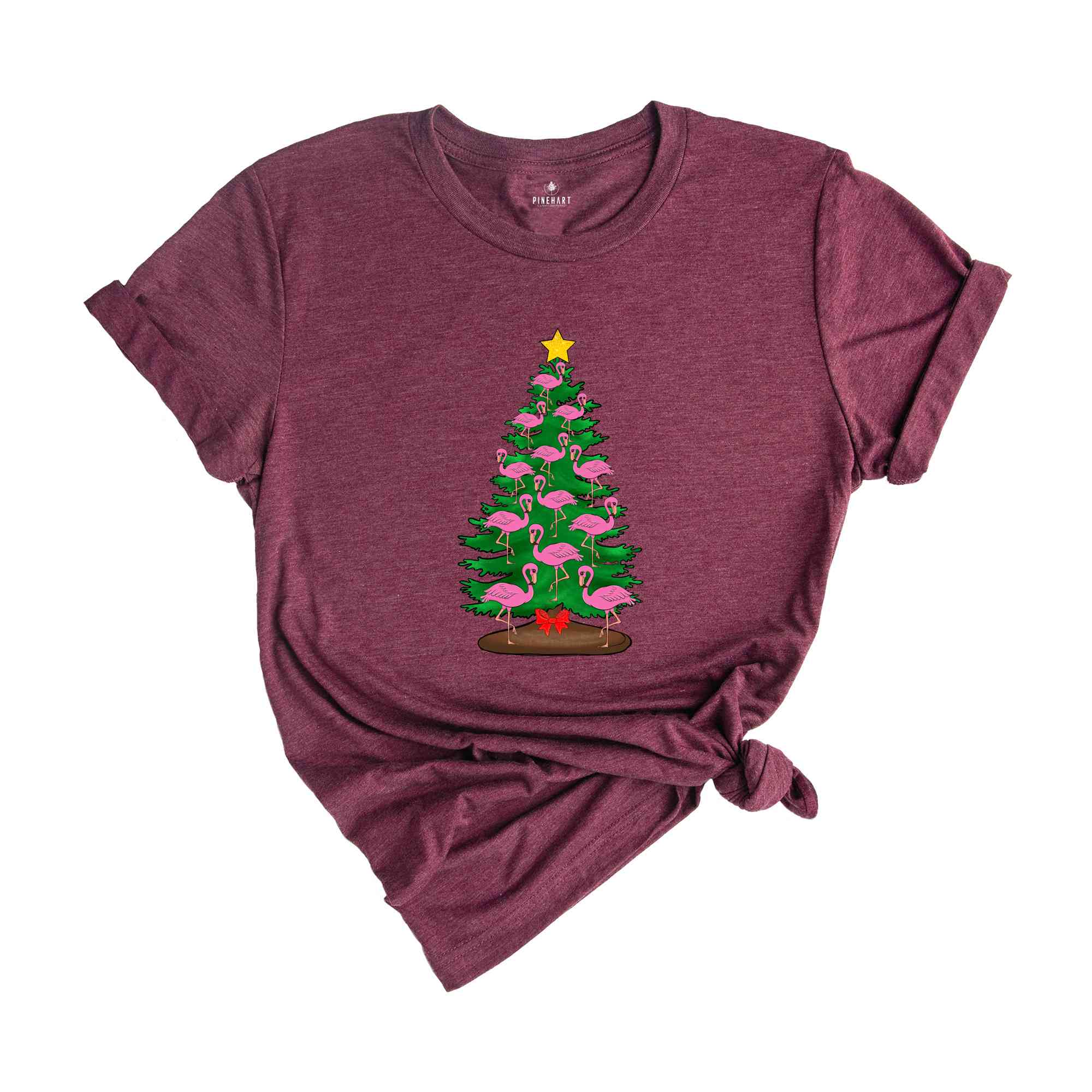Flamingo Tree Christmas T-Shirt, Christmas Tree Tee, Christmas Family Tee, Funny Christmas Shirt, Christmas Gift, Cute Animal Tee
