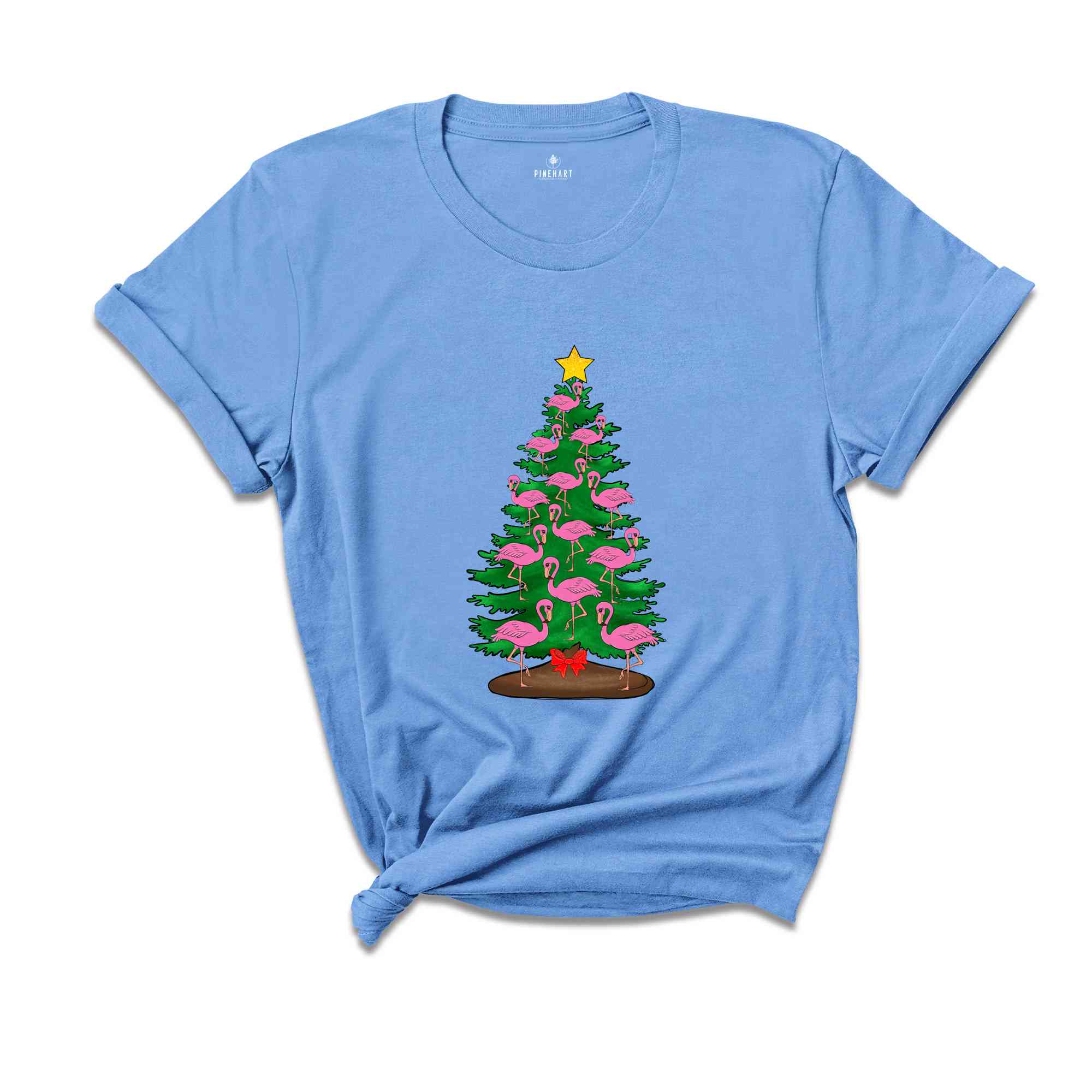 Flamingo Tree Christmas T-Shirt, Christmas Tree Tee, Christmas Family Tee, Funny Christmas Shirt, Christmas Gift, Cute Animal Tee