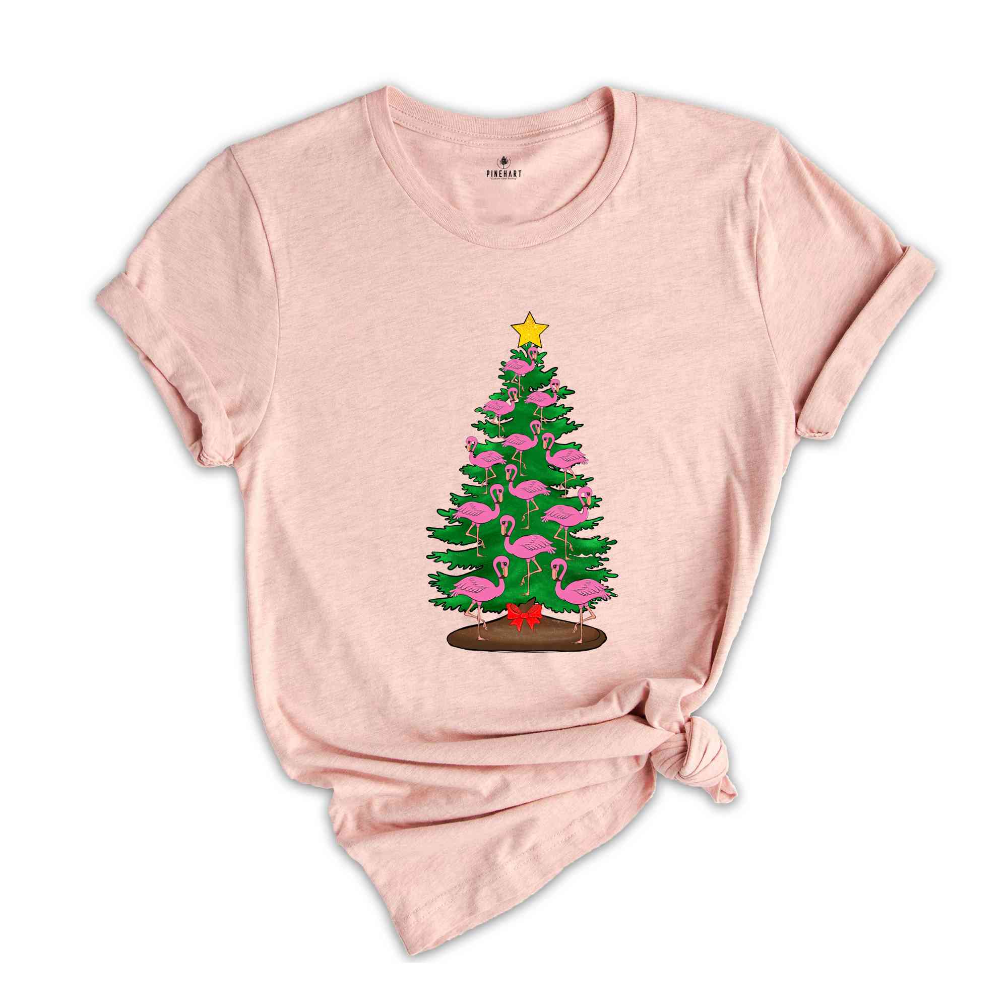 Flamingo Tree Christmas T-Shirt, Christmas Tree Tee, Christmas Family Tee, Funny Christmas Shirt, Christmas Gift, Cute Animal Tee