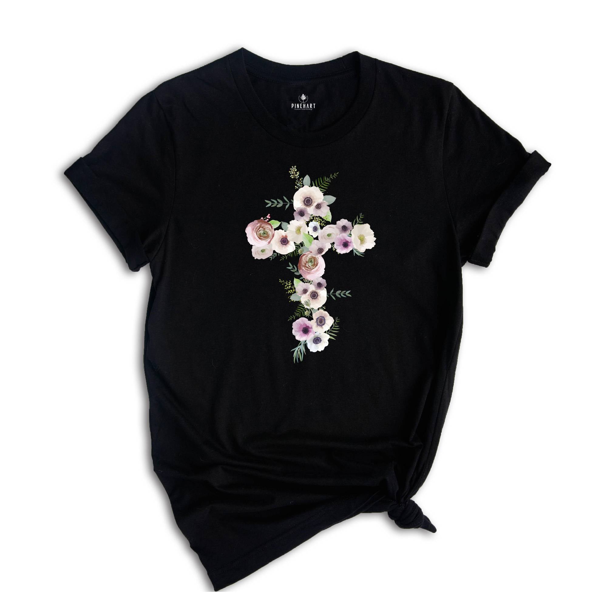 Floral Christian Gift Women, Bible Verse Shirt, Motivational Quotes Shirt, Floral Religious Mom T-Shirt, Christian Cross Tee