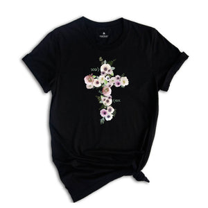 Floral Christian Gift Women, Bible Verse Shirt, Motivational Quotes Shirt, Floral Religious Mom T-Shirt, Christian Cross Tee