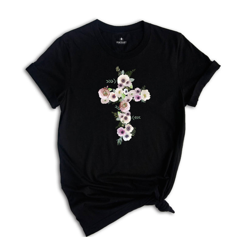 Floral Christian Gift Women, Bible Verse Shirt, Motivational Quotes Shirt, Floral Religious Mom T-Shirt, Christian Cross Tee