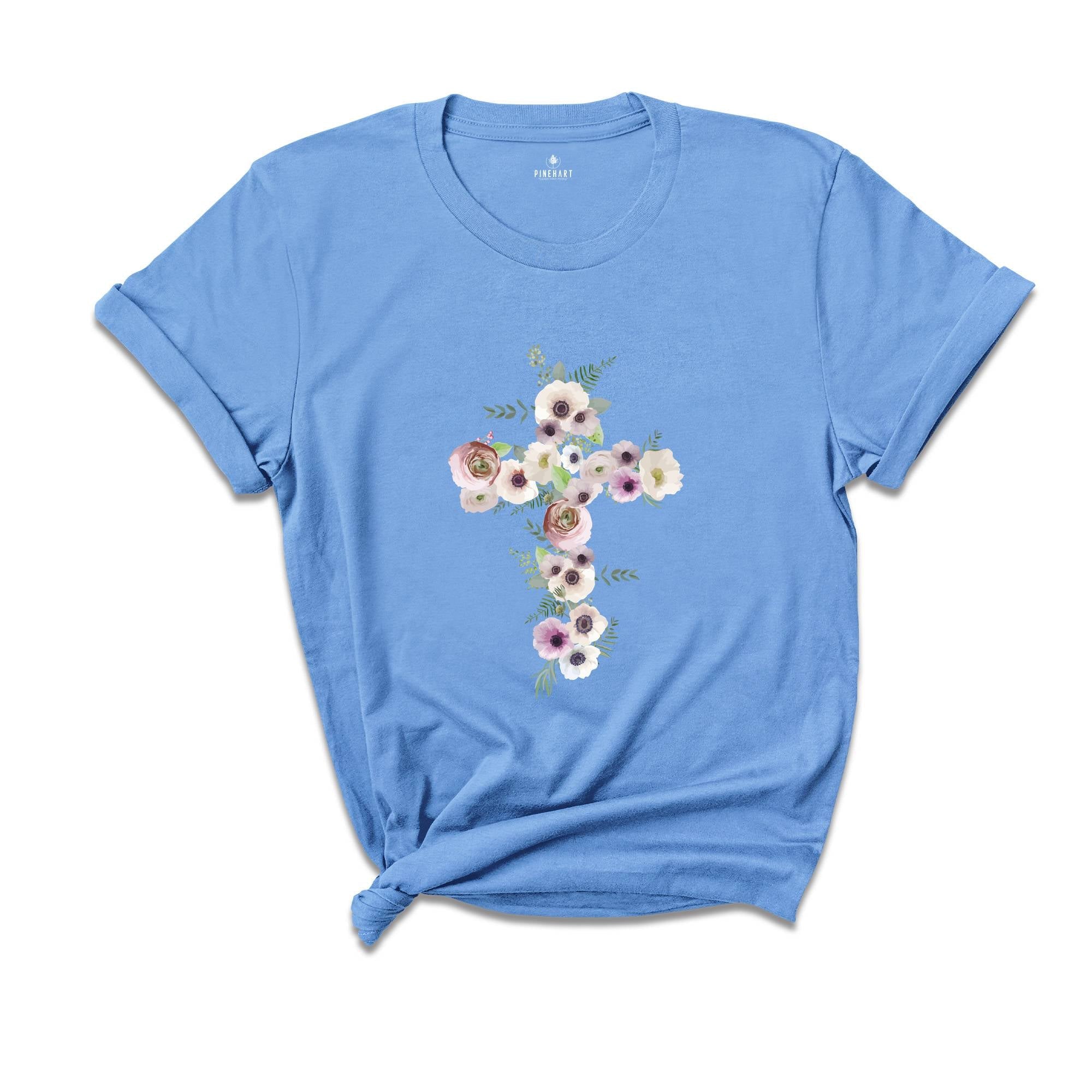 Floral Christian Gift Women, Bible Verse Shirt, Motivational Quotes Shirt, Floral Religious Mom T-Shirt, Christian Cross Tee