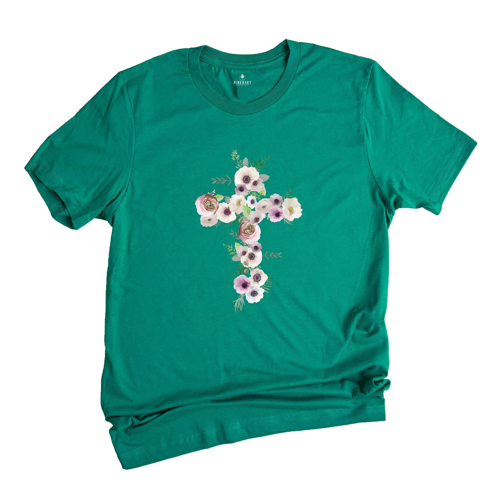 Floral Christian Gift Women, Bible Verse Shirt, Motivational Quotes Shirt, Floral Religious Mom T-Shirt, Christian Cross Tee