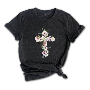 Floral Christian Gift Women, Bible Verse Shirt, Motivational Quotes Shirt, Floral Religious Mom T-Shirt, Christian Cross Tee