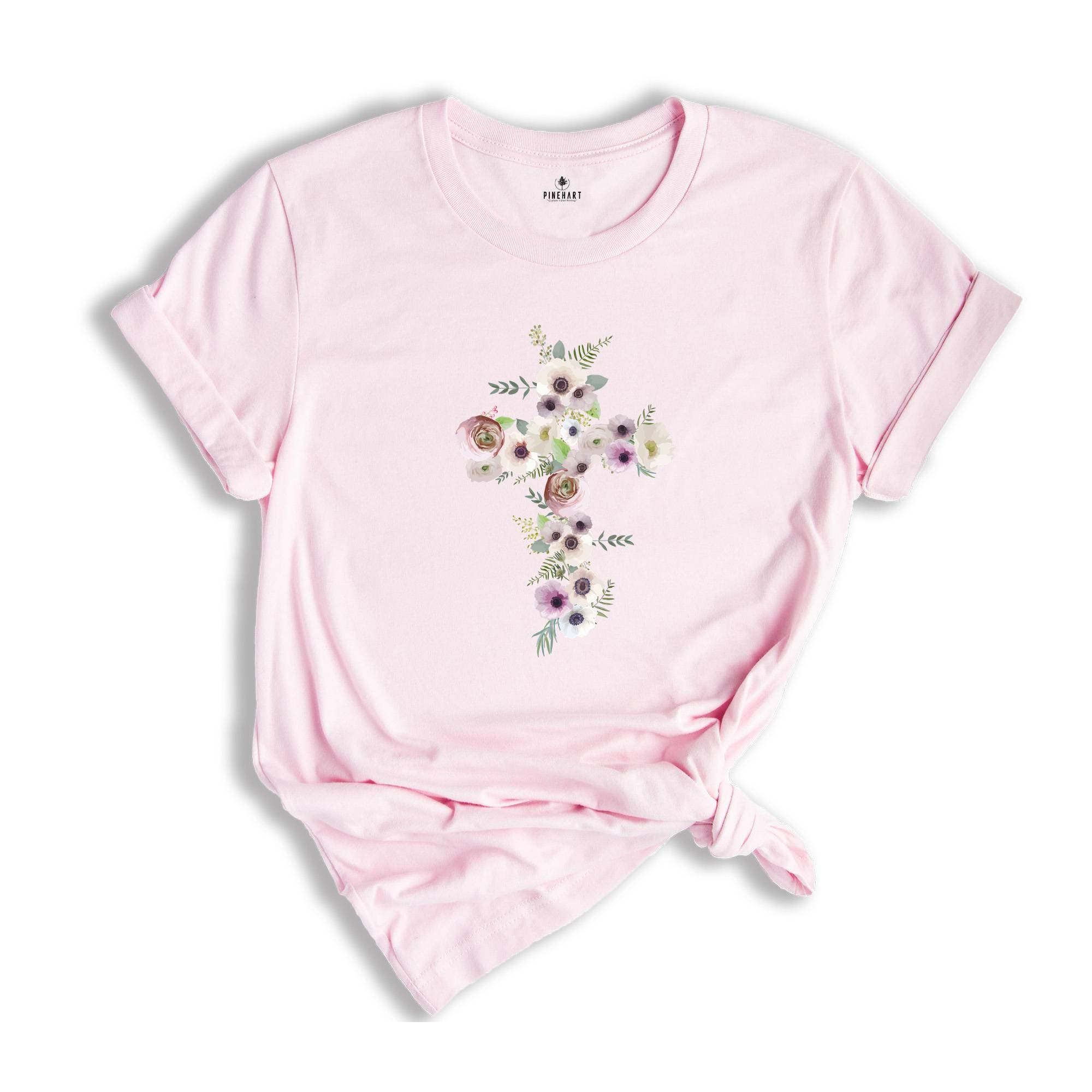 Floral Christian Gift Women, Bible Verse Shirt, Motivational Quotes Shirt, Floral Religious Mom T-Shirt, Christian Cross Tee