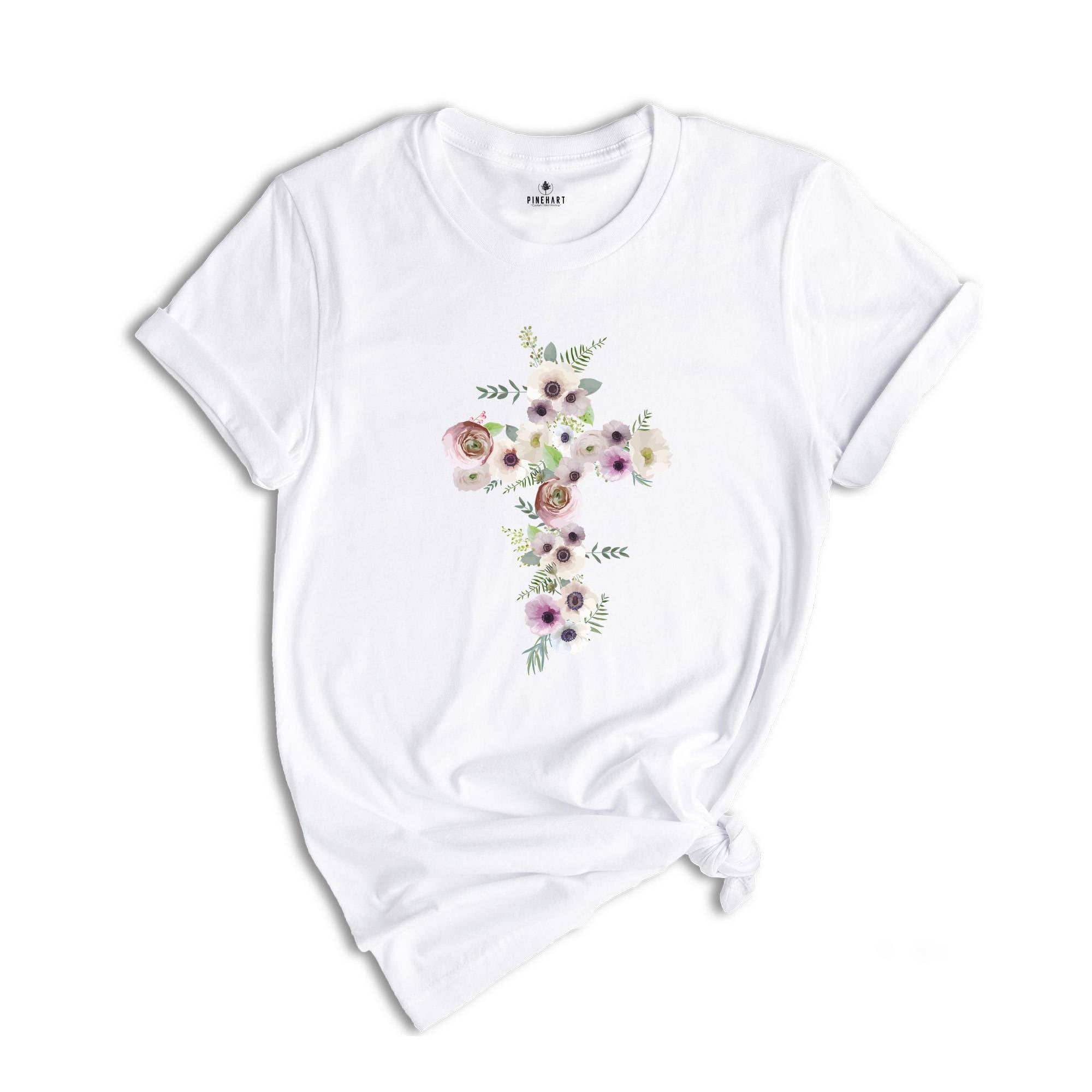 Floral Christian Gift Women, Bible Verse Shirt, Motivational Quotes Shirt, Floral Religious Mom T-Shirt, Christian Cross Tee