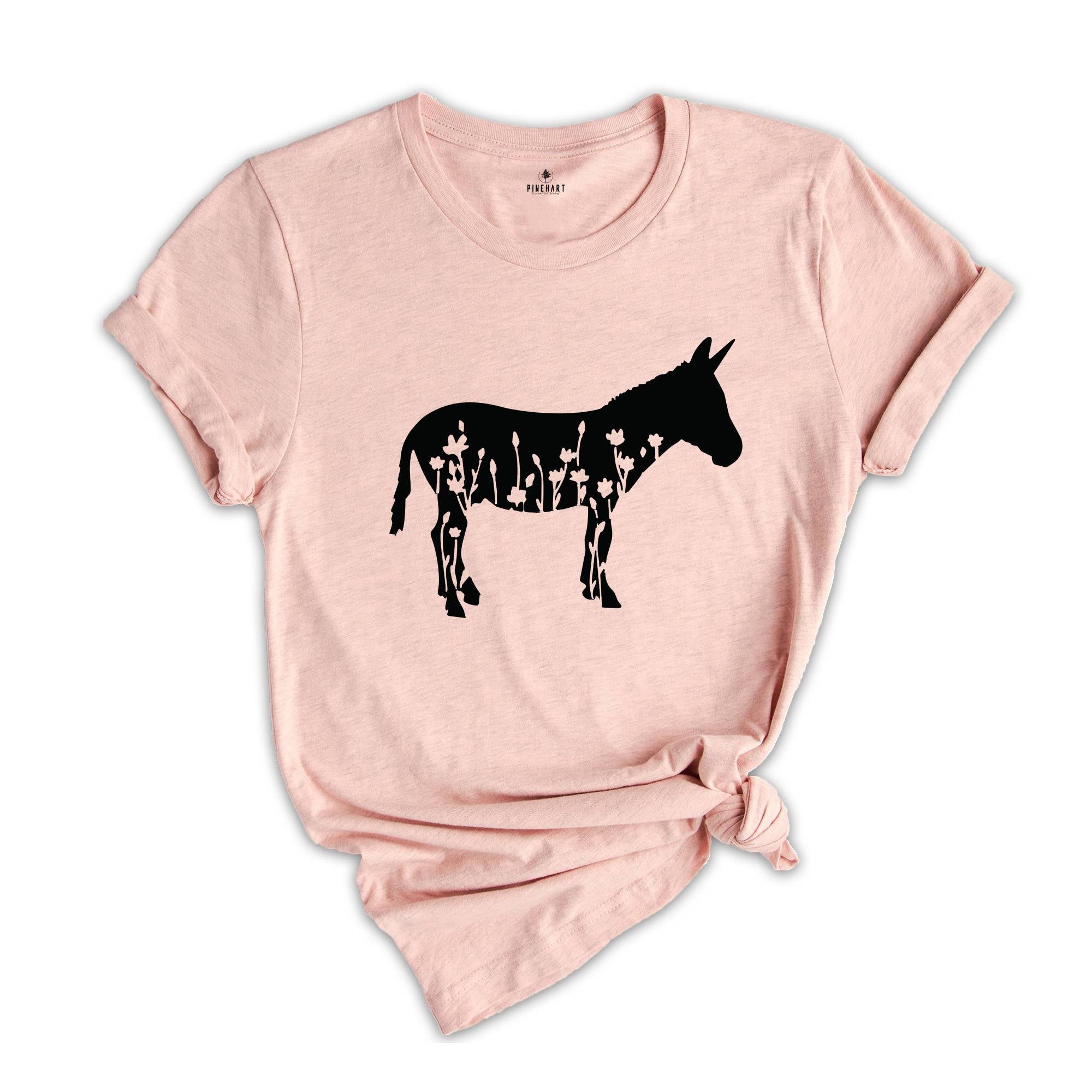 Floral Donkey Shirt, Donkey Shirt, Farm Shirt, Donkey Lover Shirt, Cute Donkey Shirt, Farm Tees, Donkey Lover Gift, Farmer Shirt