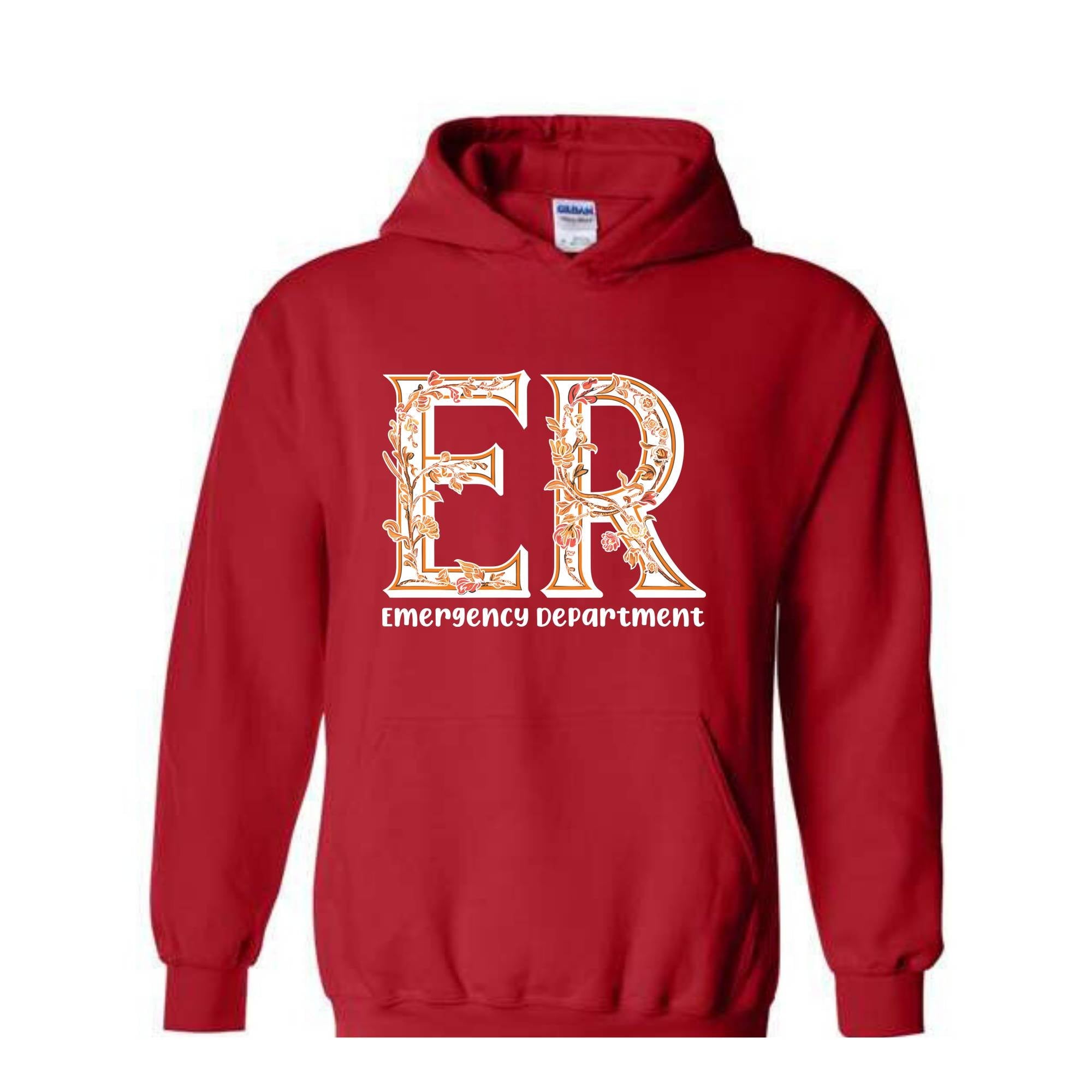 Floral Emergency Department Sweatshirt, ER Nurse Hoodie, ER Nurse Gift, ER Department Sweater, Emergency Room Tee, Cute Mom Hoodie