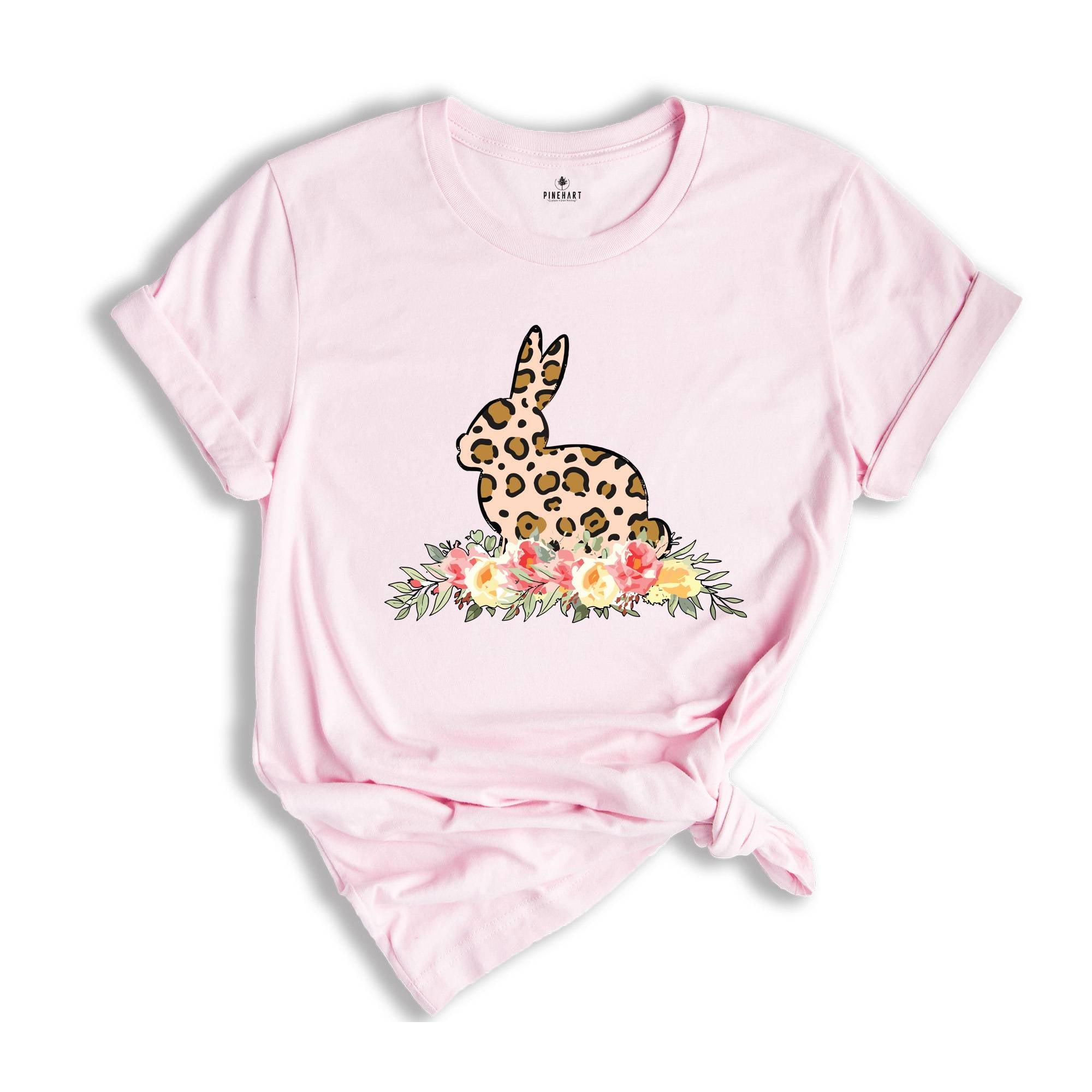 Floral Leopard Bunny Shirt, Bunny Shirt, Cute Easter Bunny Shirt, Happy Easter Shirt, Bunnies Shirt, Easter Shirt, Happy Easter Shirt