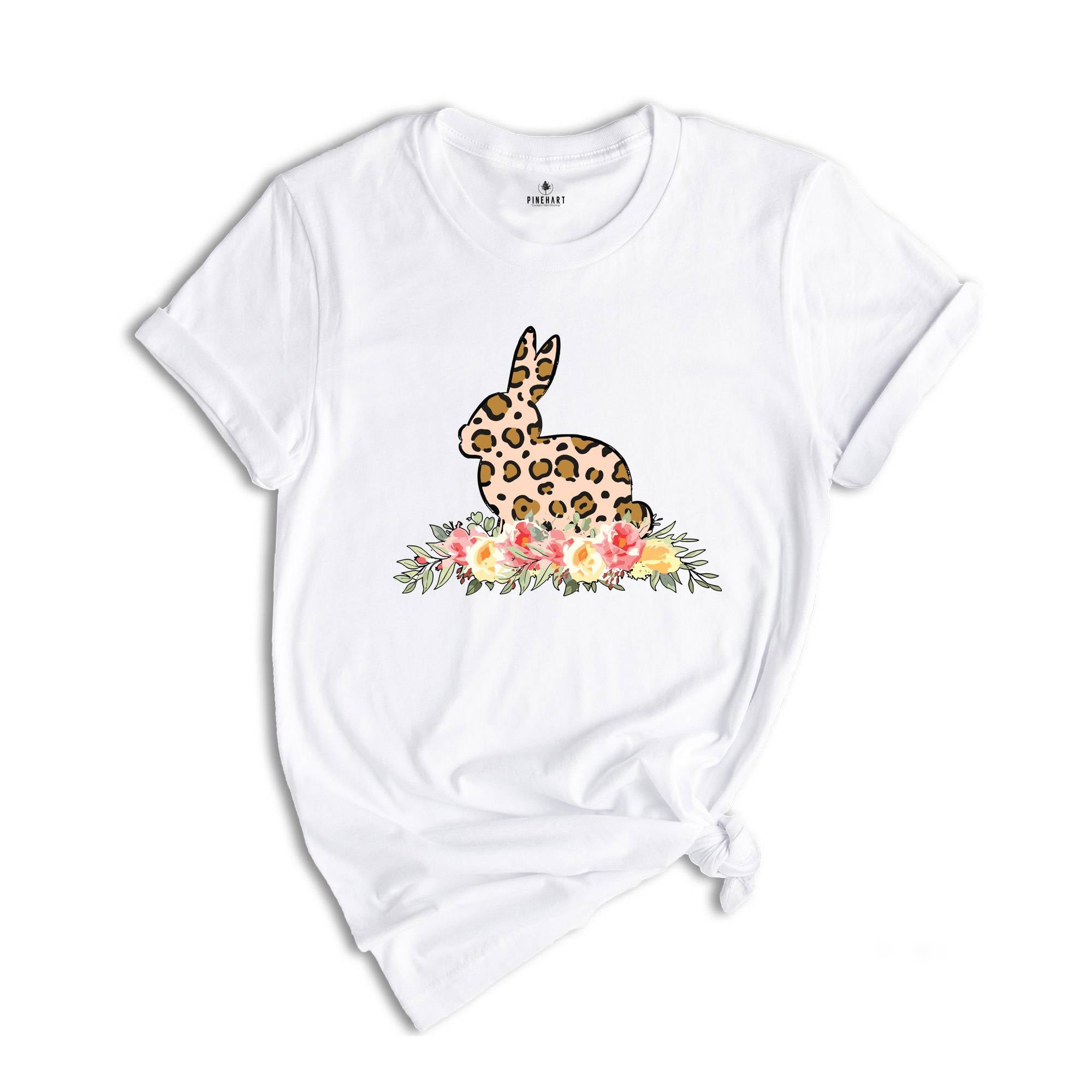 Floral Leopard Bunny Shirt, Bunny Shirt, Cute Easter Bunny Shirt, Happy Easter Shirt, Bunnies Shirt, Easter Shirt, Happy Easter Shirt