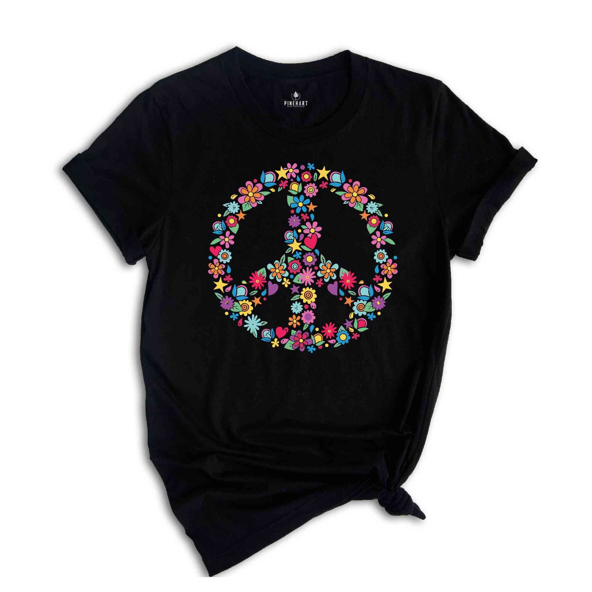 Floral Peace Sign Shirt, Peace Sign Shirt, Holiday Shirt, Peace Shirt, Peace and Love, Cute Floral Shirt