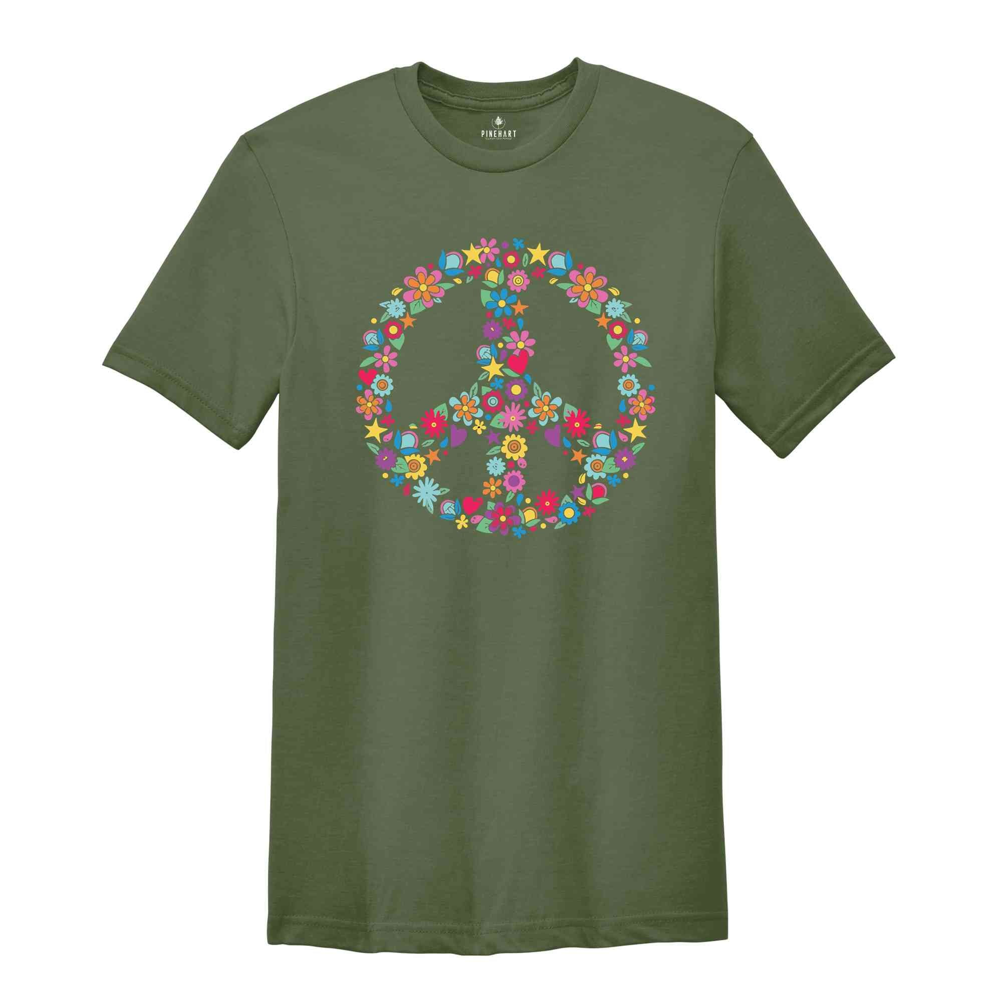 Floral Peace Sign Shirt, Peace Sign Shirt, Holiday Shirt, Peace Shirt, Peace and Love, Cute Floral Shirt