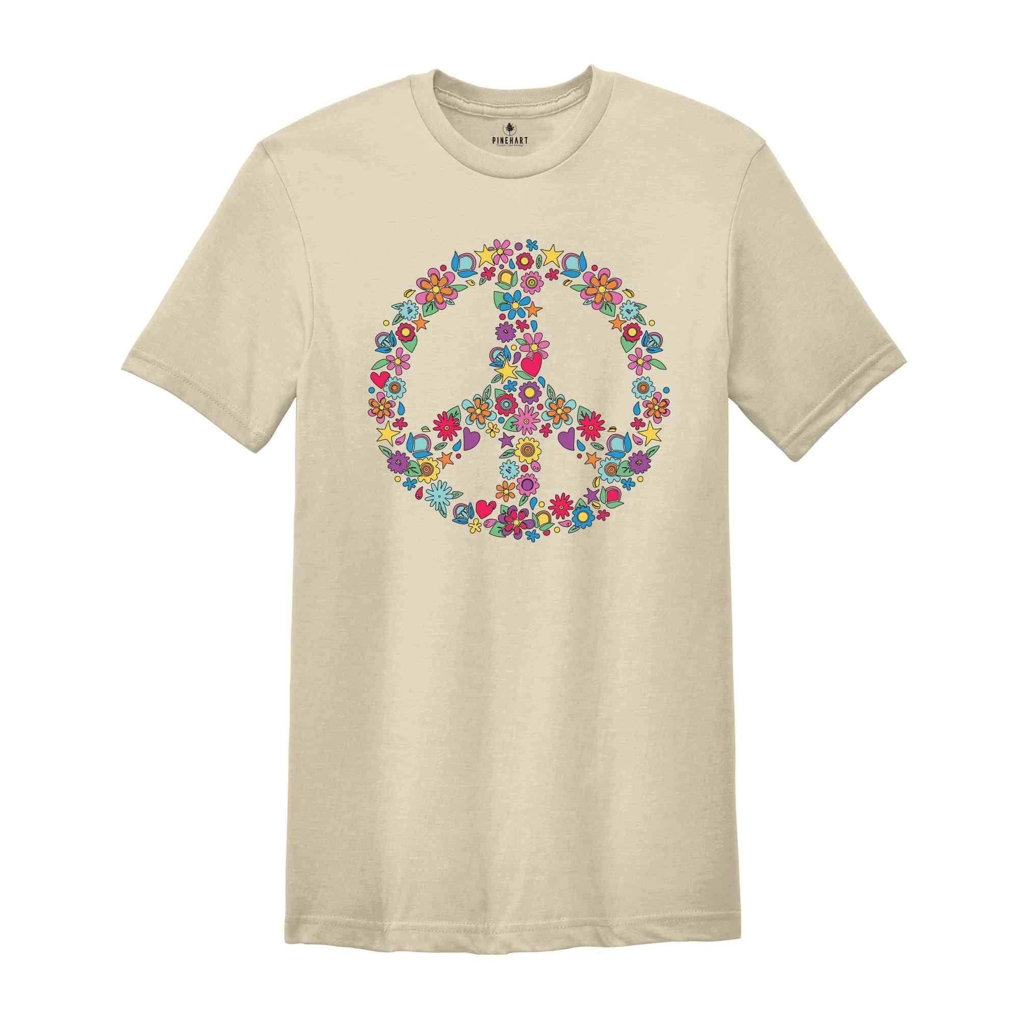 Floral Peace Sign Shirt, Peace Sign Shirt, Holiday Shirt, Peace Shirt, Peace and Love, Cute Floral Shirt