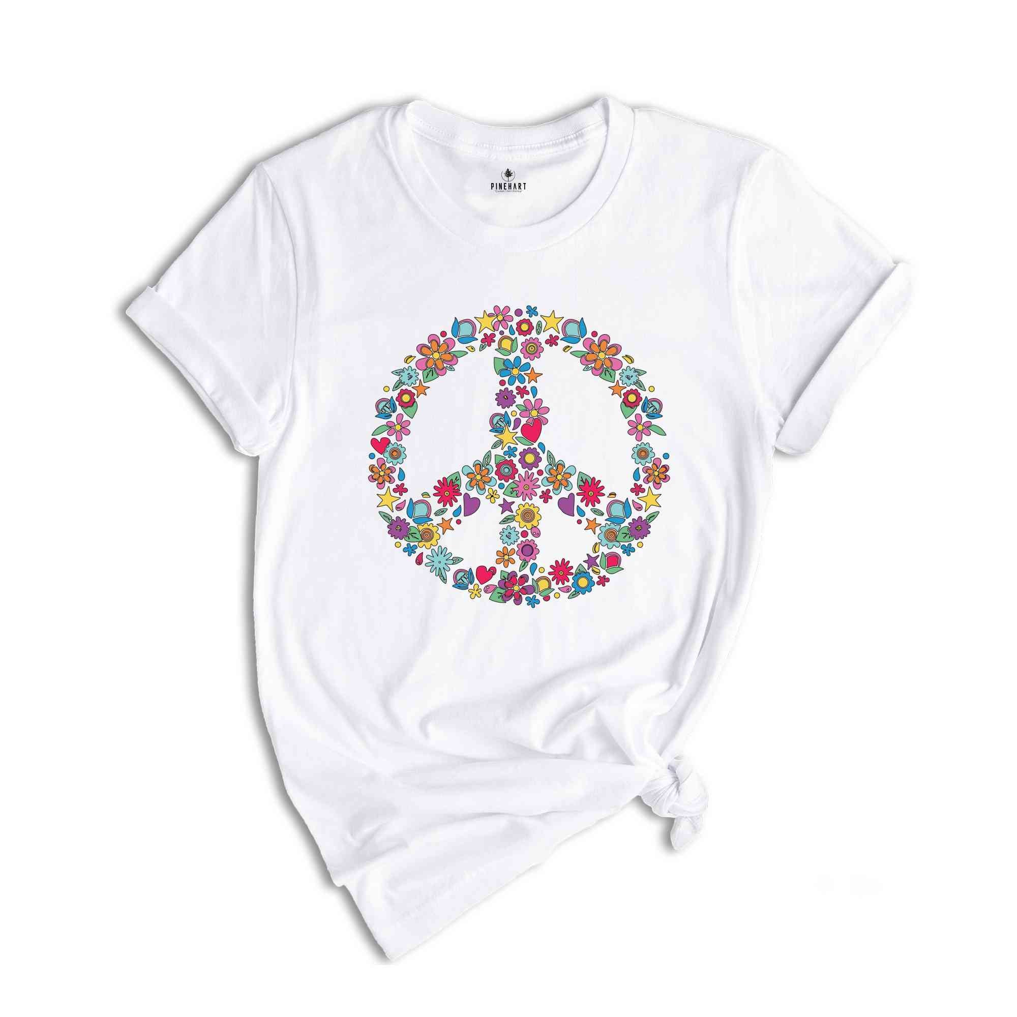 Floral Peace Sign Shirt, Peace Sign Shirt, Holiday Shirt, Peace Shirt, Peace and Love, Cute Floral Shirt