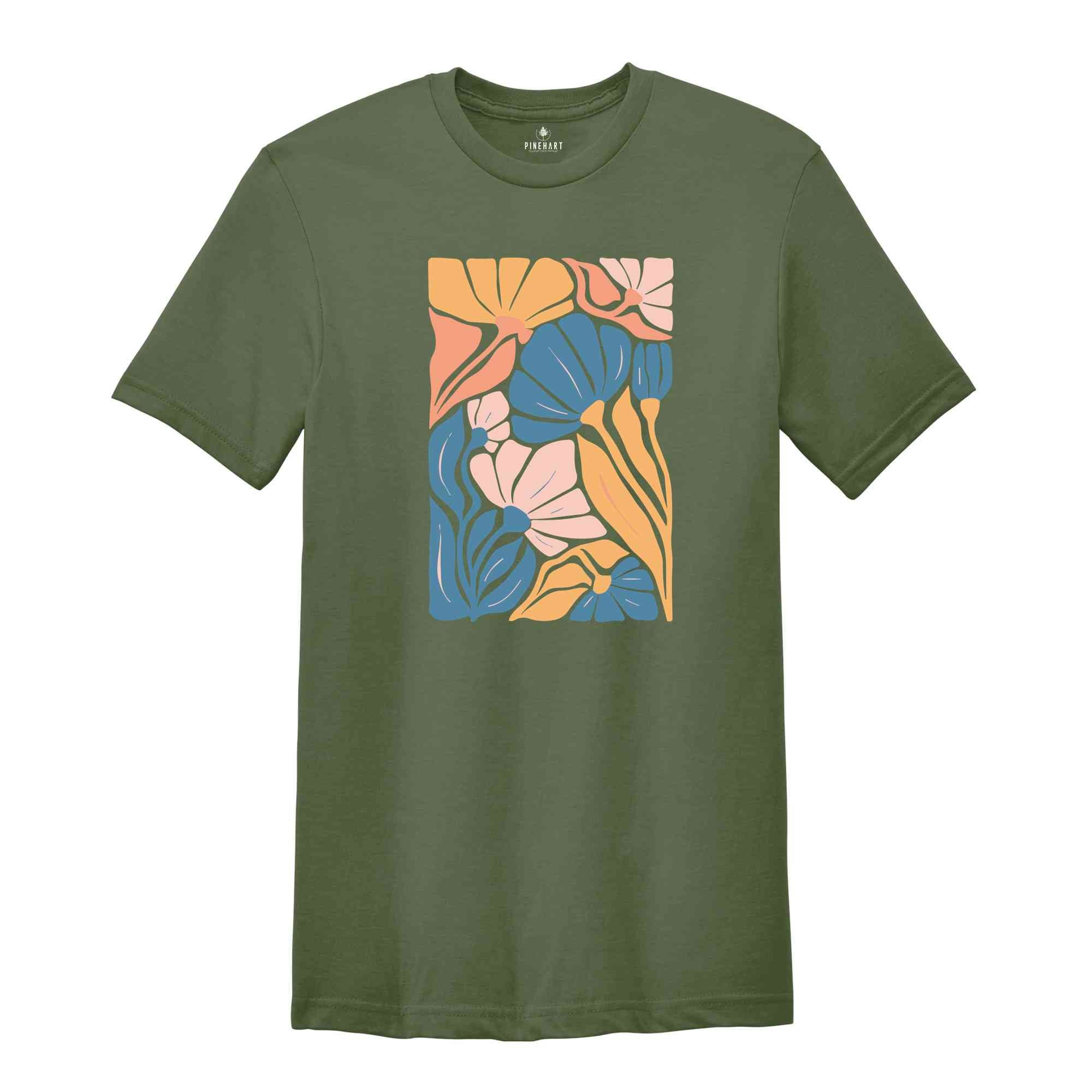 Flowers Tshirt, Boho Wildflowers Tshirt, Boho Flowers Shirt, Floral Nature Shirt, Art Nouveau Art Deco Shirt, Flowers Lover Graphic TeeShirt