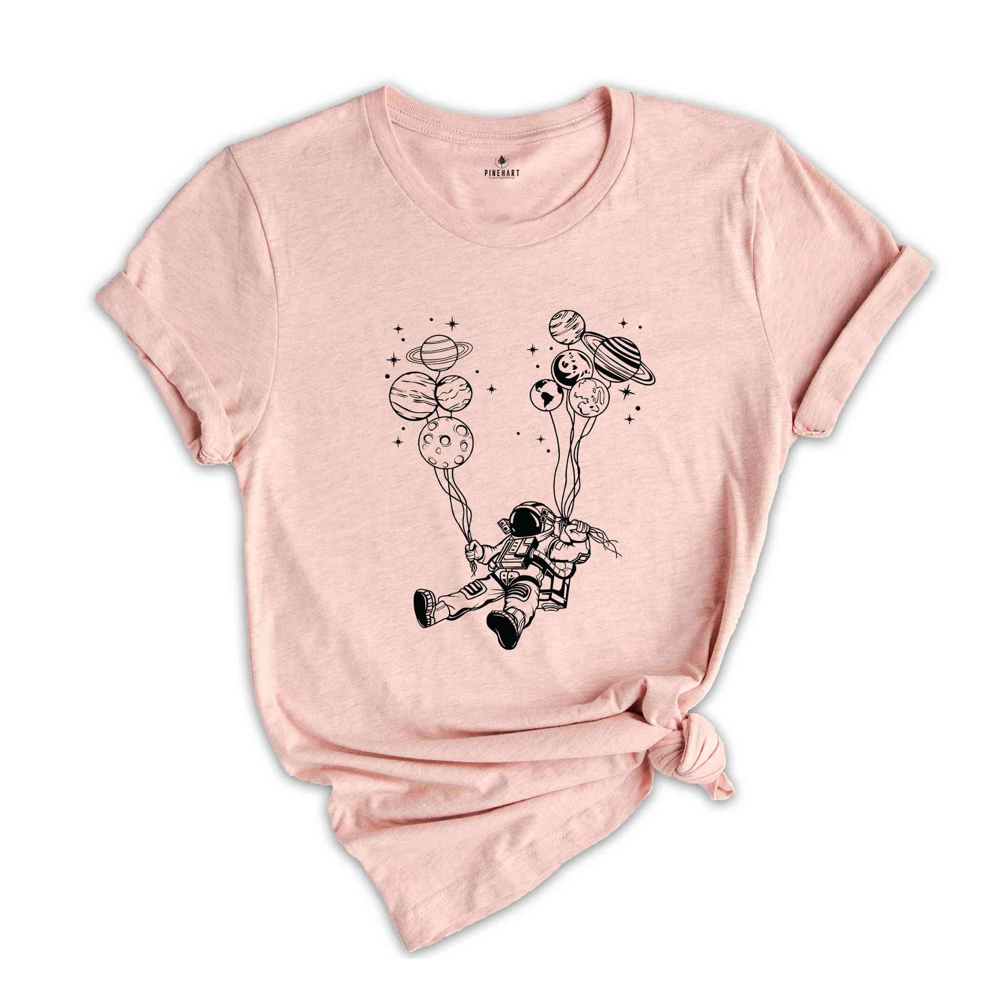 Flying Astronaut with Balloons Shirt, Funny Planets Shirt, Spaceman Shirt, Astronaut Family Tee, Outer Space Shirt, Birthday Gift