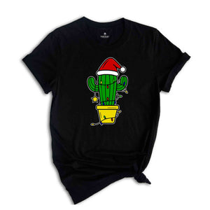 Funny Christmas Cactus Lights T-Shirt, Cactus Santa Hat Shirt, Cactus Christmas Tree Tee, Christmas Reunion Shirt