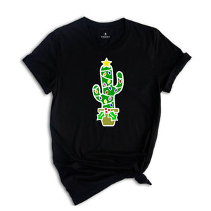 Funny Christmas Cactus Lights T-Shirt, Cactus Santa Hat Shirt, Cactus Christmas Tree Tee, Christmas Reunion Shirt