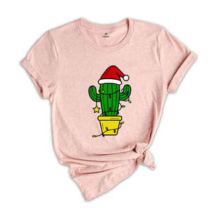 Funny Christmas Cactus Lights T-Shirt, Cactus Santa Hat Shirt, Cactus Christmas Tree Tee, Christmas Reunion Shirt
