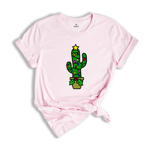 Funny Christmas Cactus Lights T-Shirt, Cactus Santa Hat Shirt, Cactus Christmas Tree Tee, Christmas Reunion Shirt