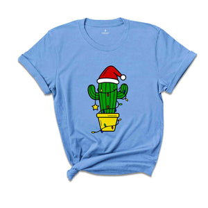 Funny Christmas Cactus Lights T-Shirt, Cactus Santa Hat Shirt, Cactus Christmas Tree Tee, Christmas Reunion Shirt